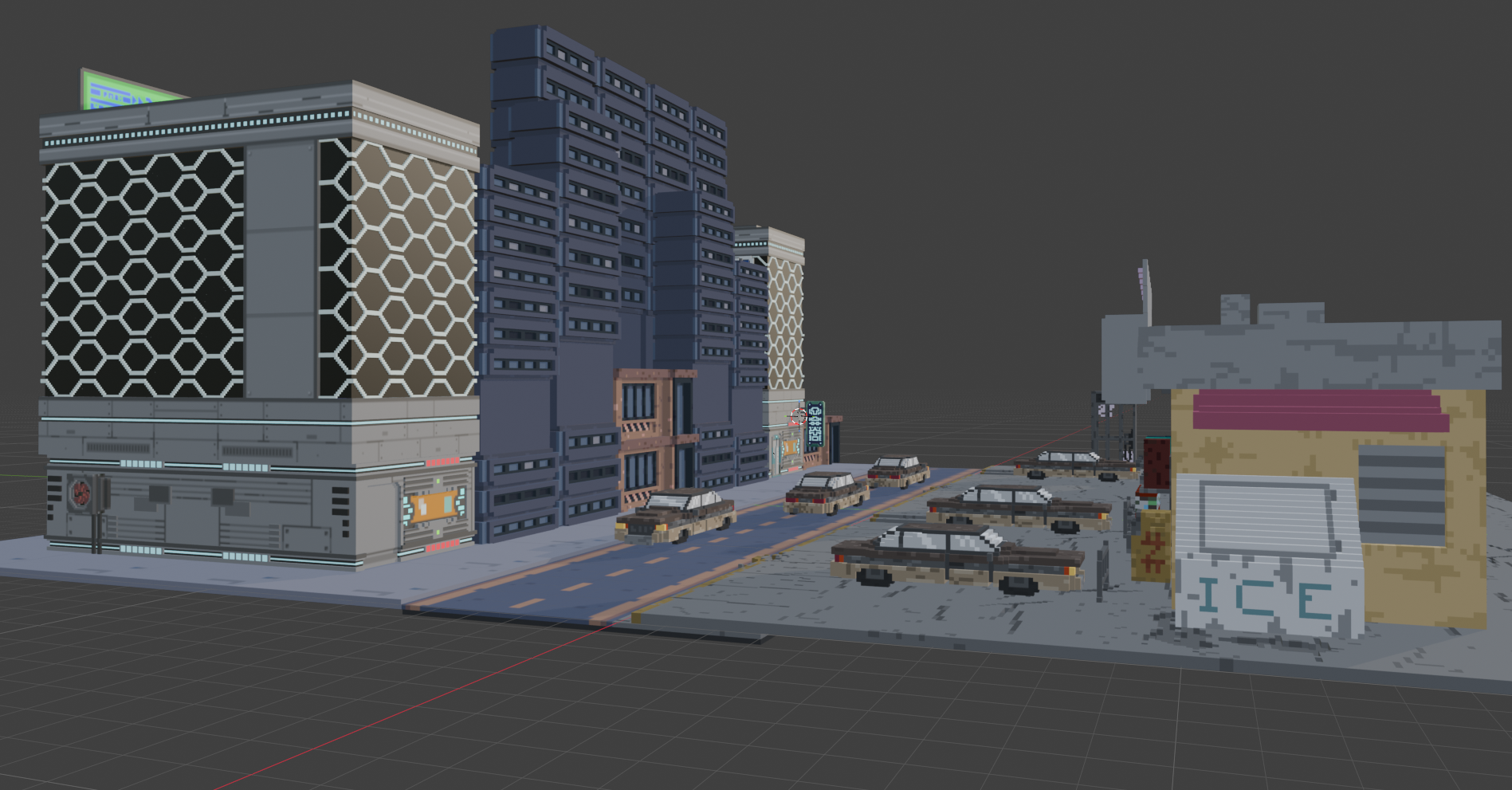 Cyberpunk Urban Street | Stylized Low-Poly 3D Environment