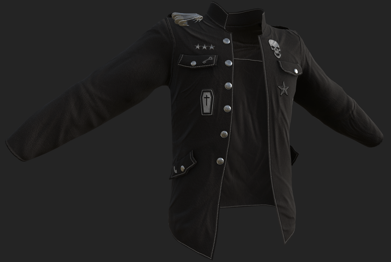 Patched Black Military Jacket