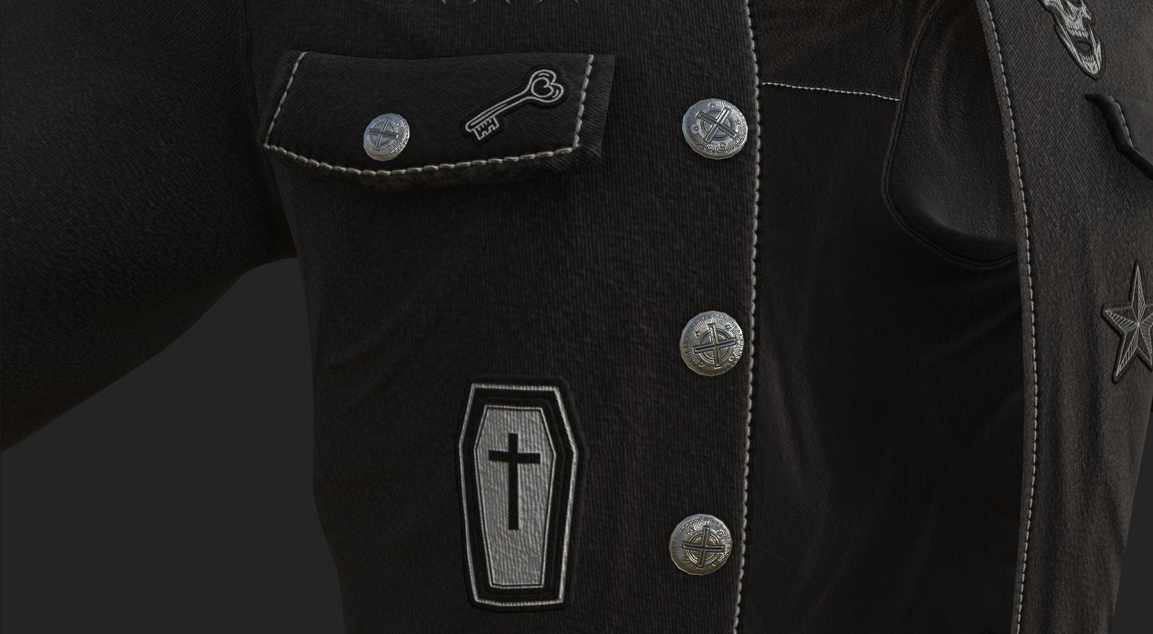 Patched Black Military Jacket