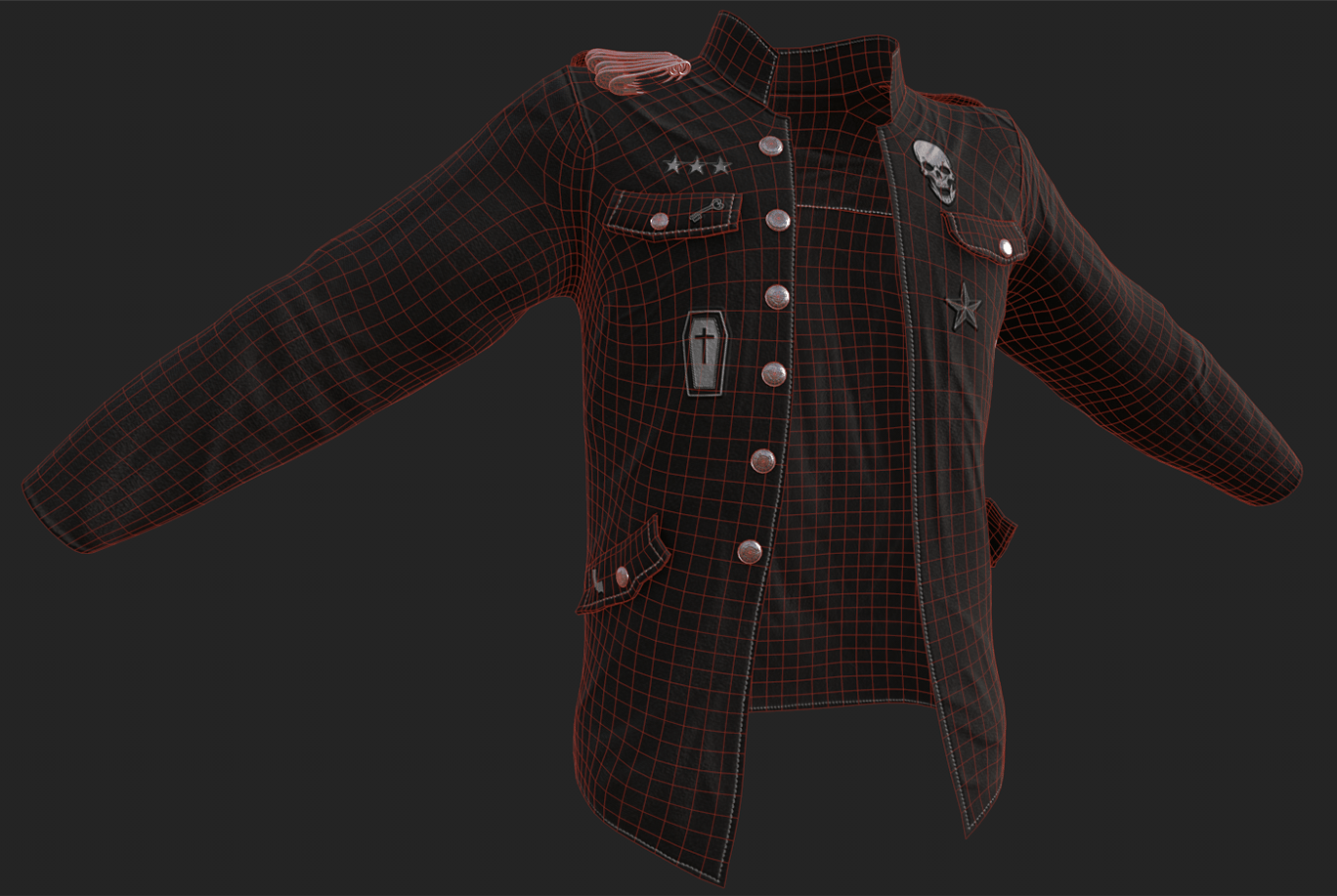 Patched Black Military Jacket