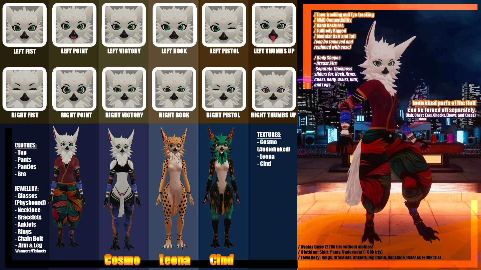 Stella (VRChat Hybrid Bird Avatar Base) PC/Quest