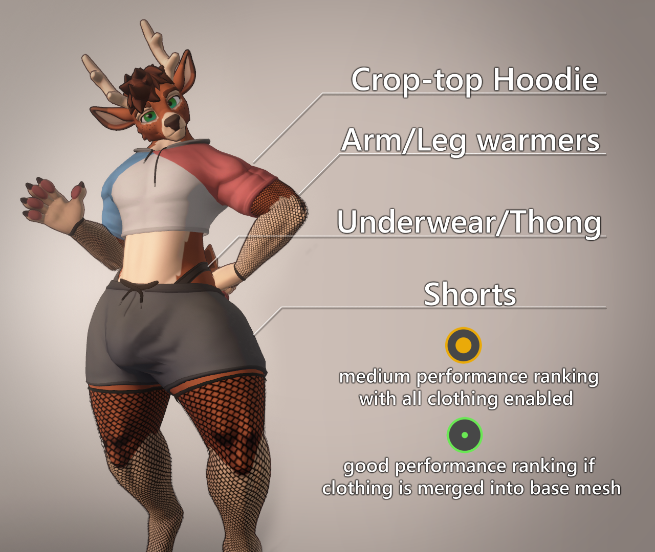 Thicc Deer - Avatar base - PC/quest - VRCFT