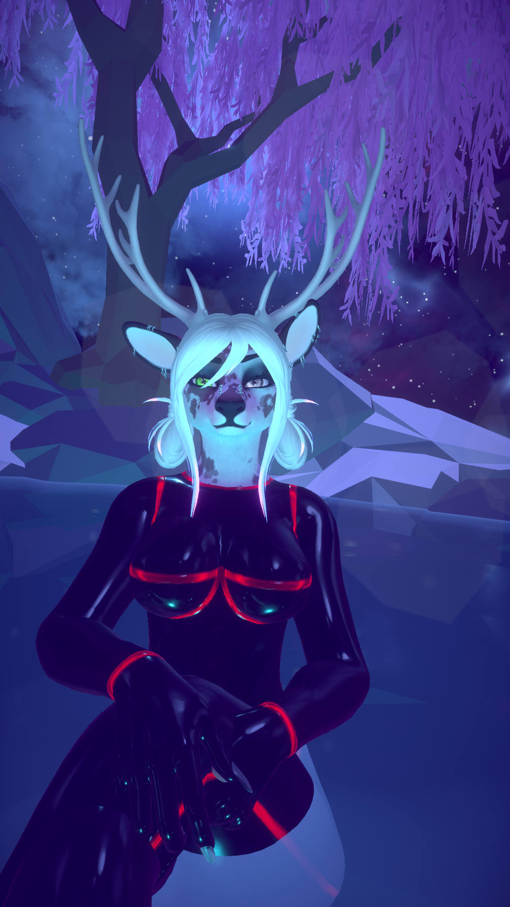 Lilith Deer/Goat Hybrid latex suit mat that goes onto the body