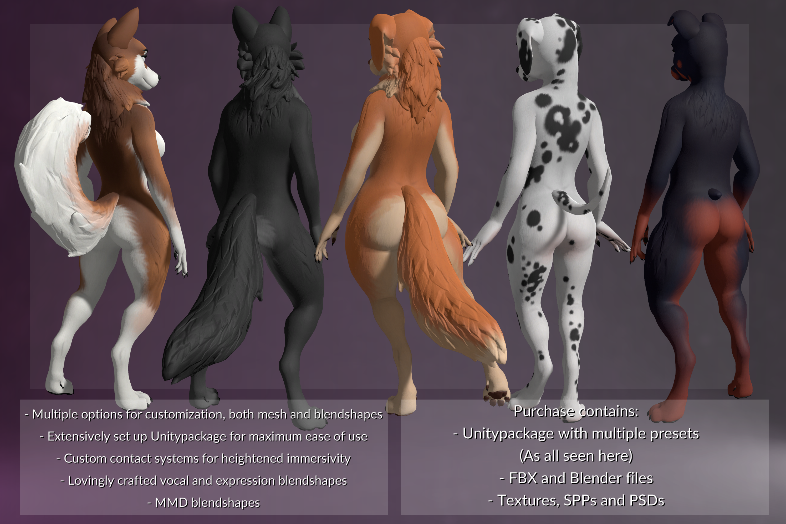 Kuda's Canines 2.0 - Model and VRC Avatar pack