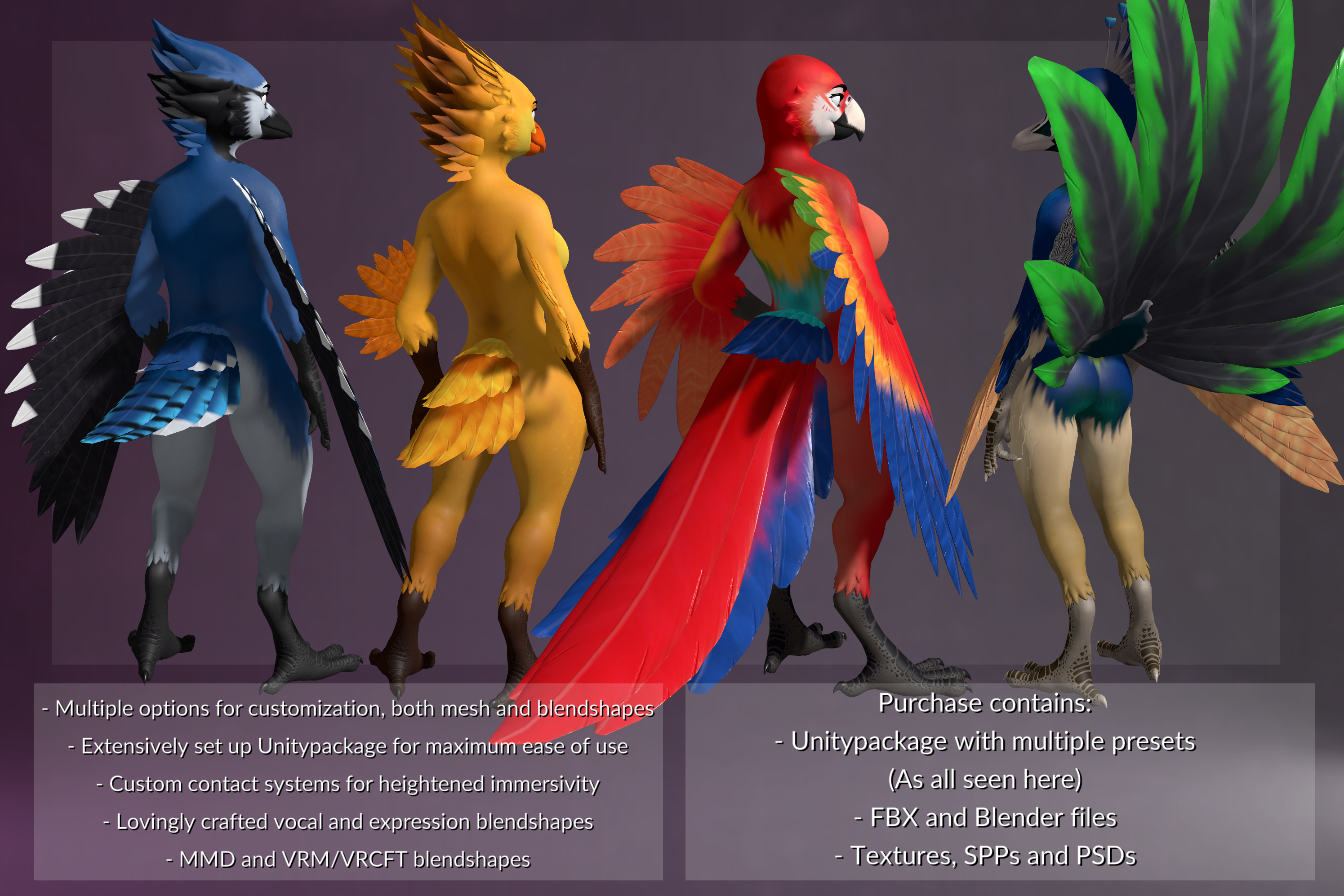 Kuda's Avians - Model and VRC Avatar pack