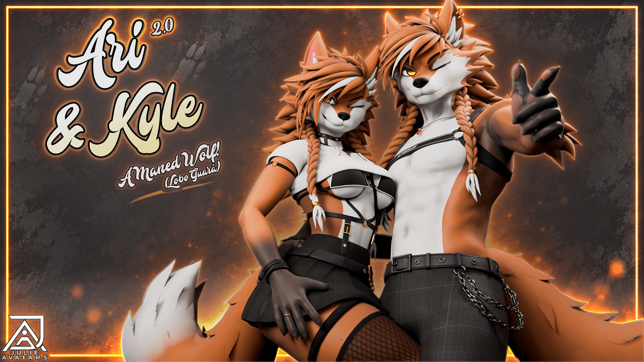 Ari 2.0 and Kyle - Furry Maned Wolf (Vrchat Avatar, Face Tracking and Quest)