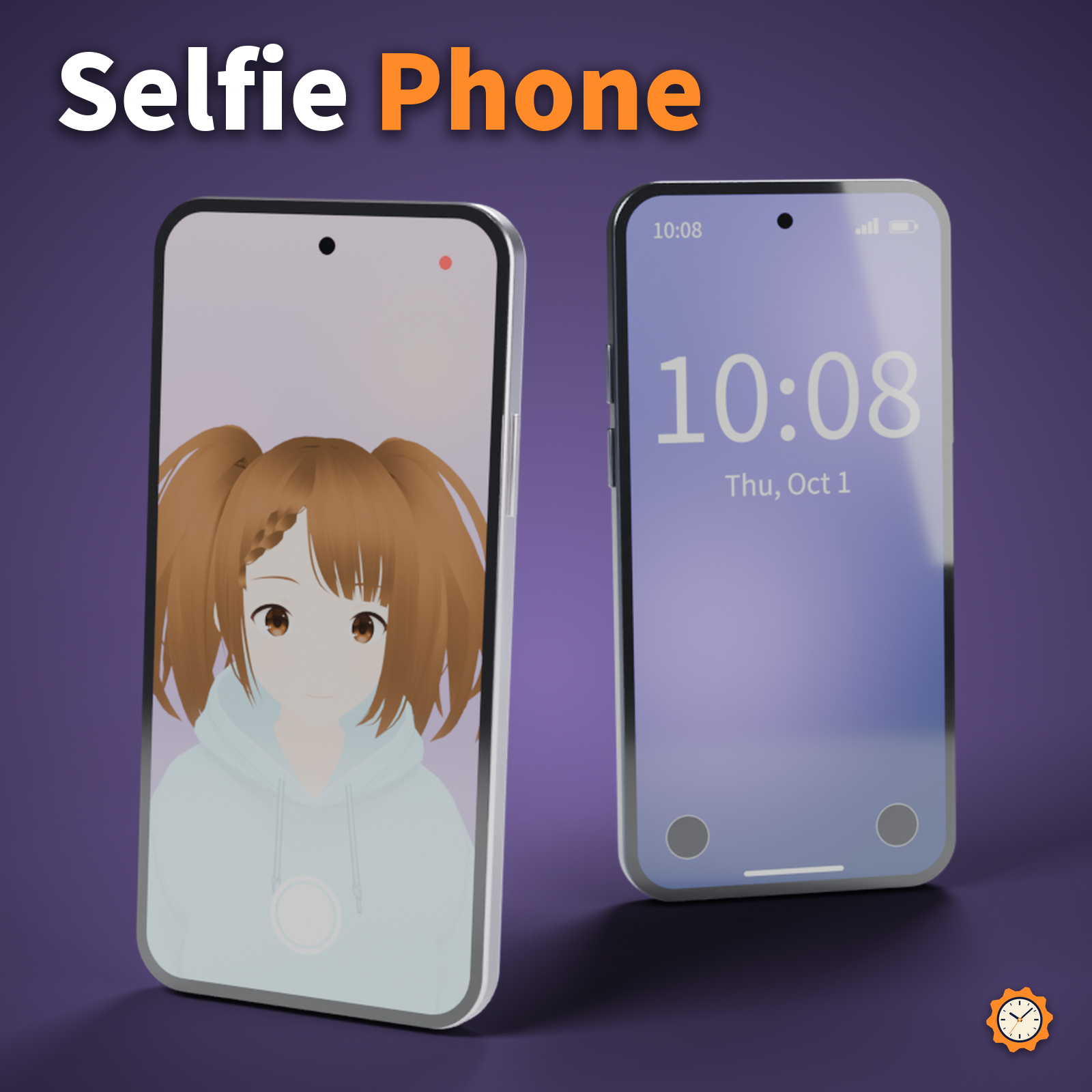 Phone with Live Clock and Selfie Camera - Front/Back Cam, No OSC | VRChat
