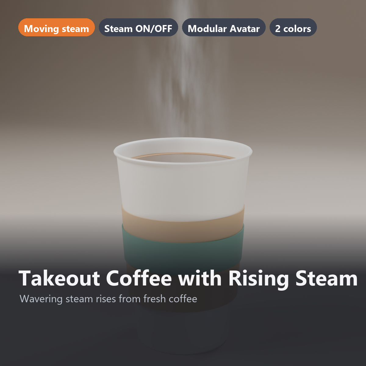 Takeout Coffee with Rising Steam - 2 Colors | VRChat