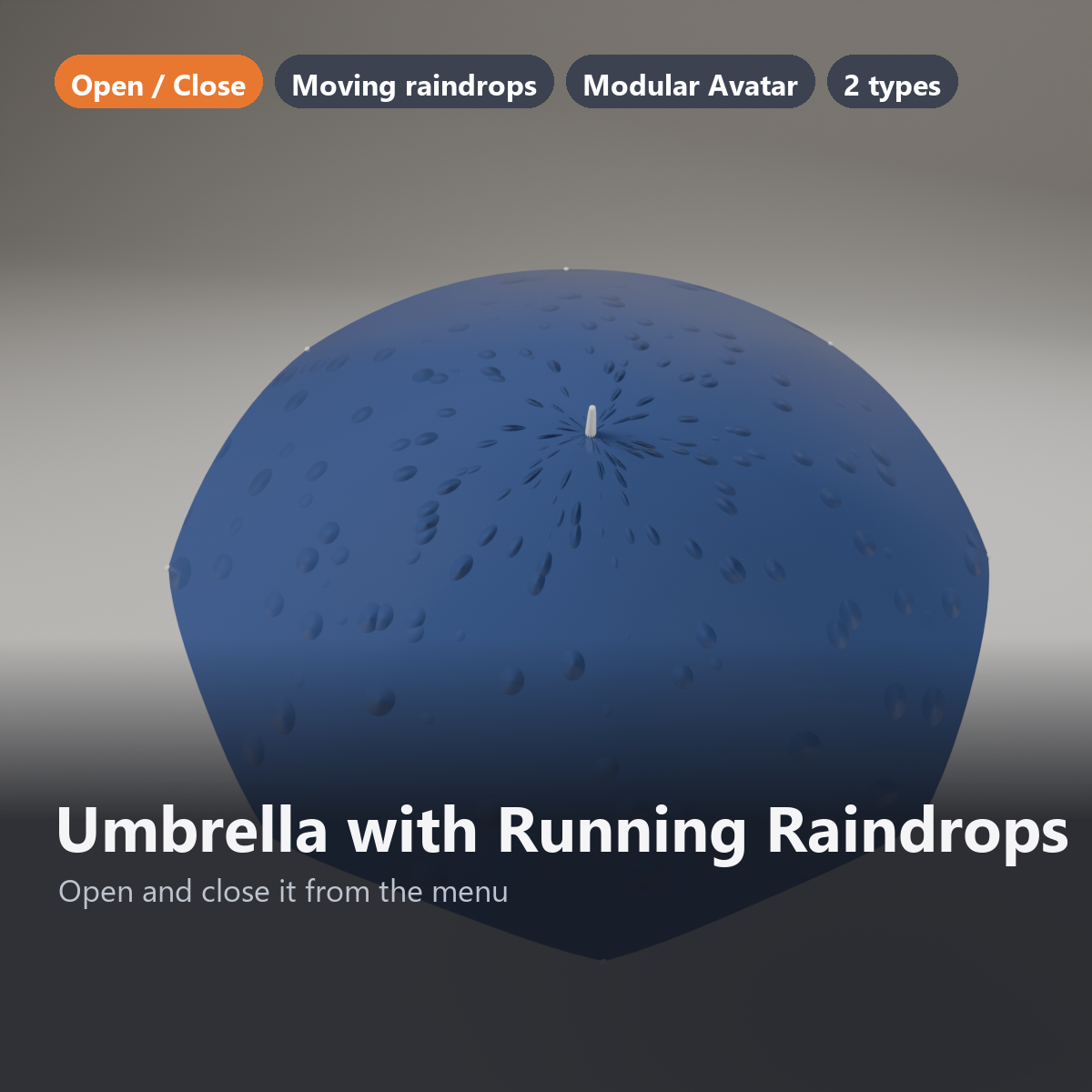 Umbrella with Running Raindrops - Open/Close from the Menu | VRChat