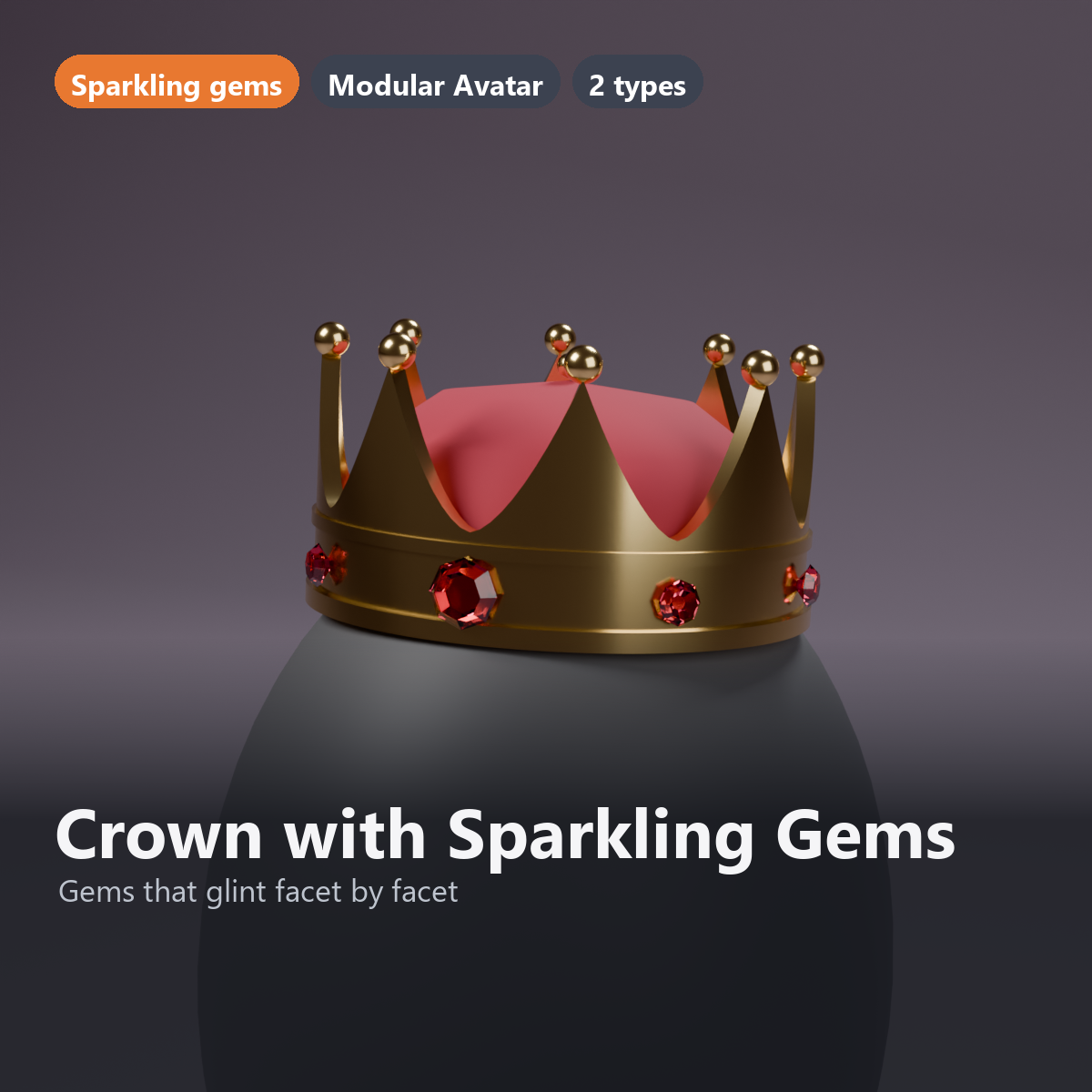 Crown with Sparkling Gems - Gold / Silver | VRChat