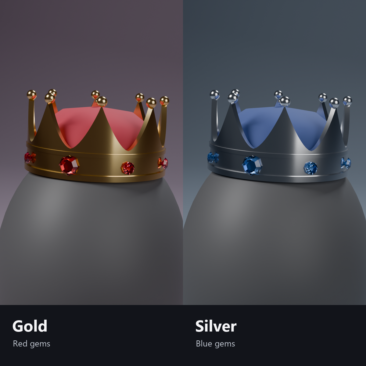 Crown with Sparkling Gems - Gold / Silver | VRChat