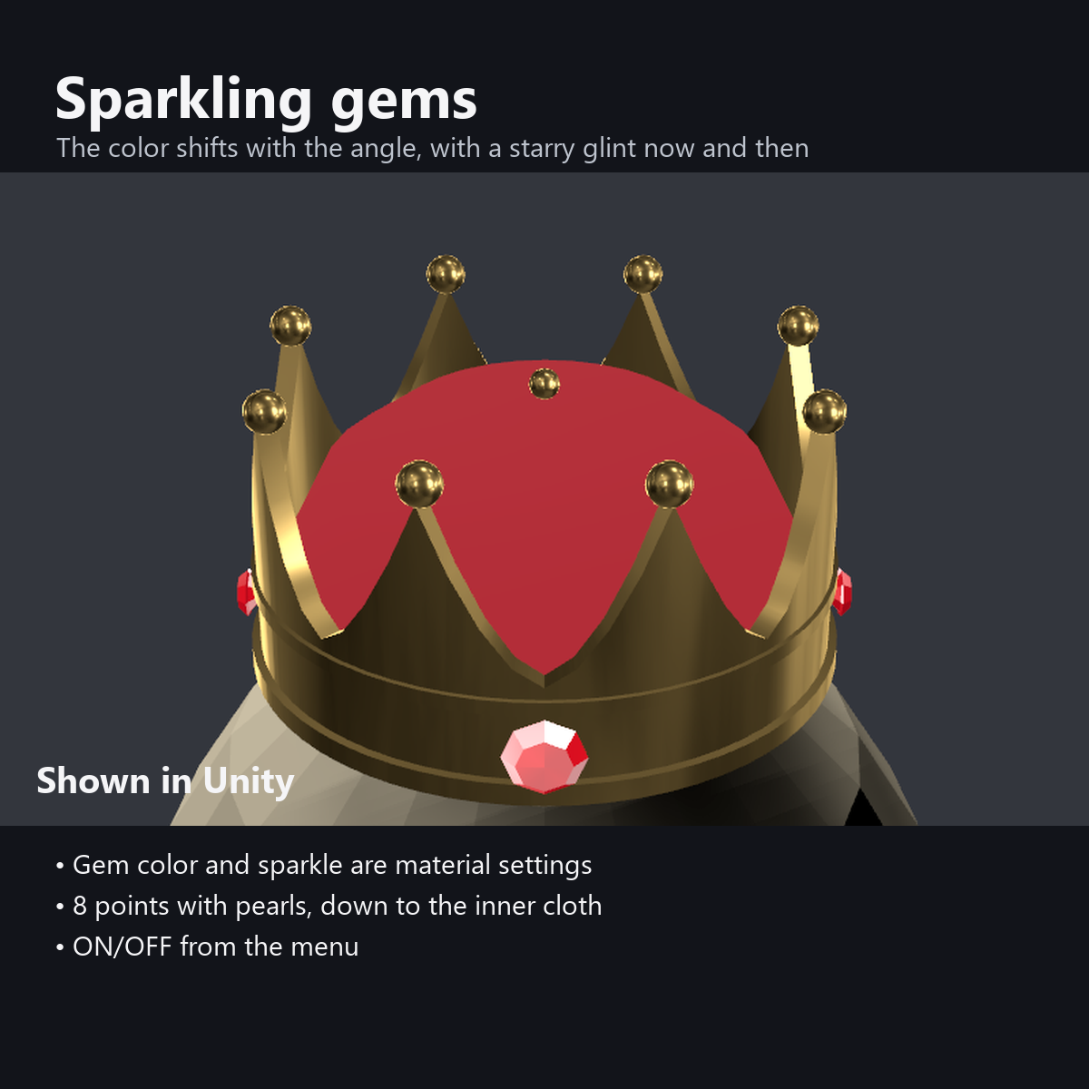 Crown with Sparkling Gems - Gold / Silver | VRChat