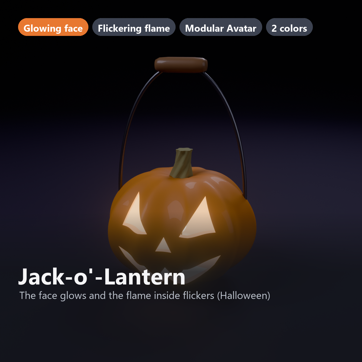 Jack-o'-Lantern with Glowing Face and Flickering Flame | VRChat