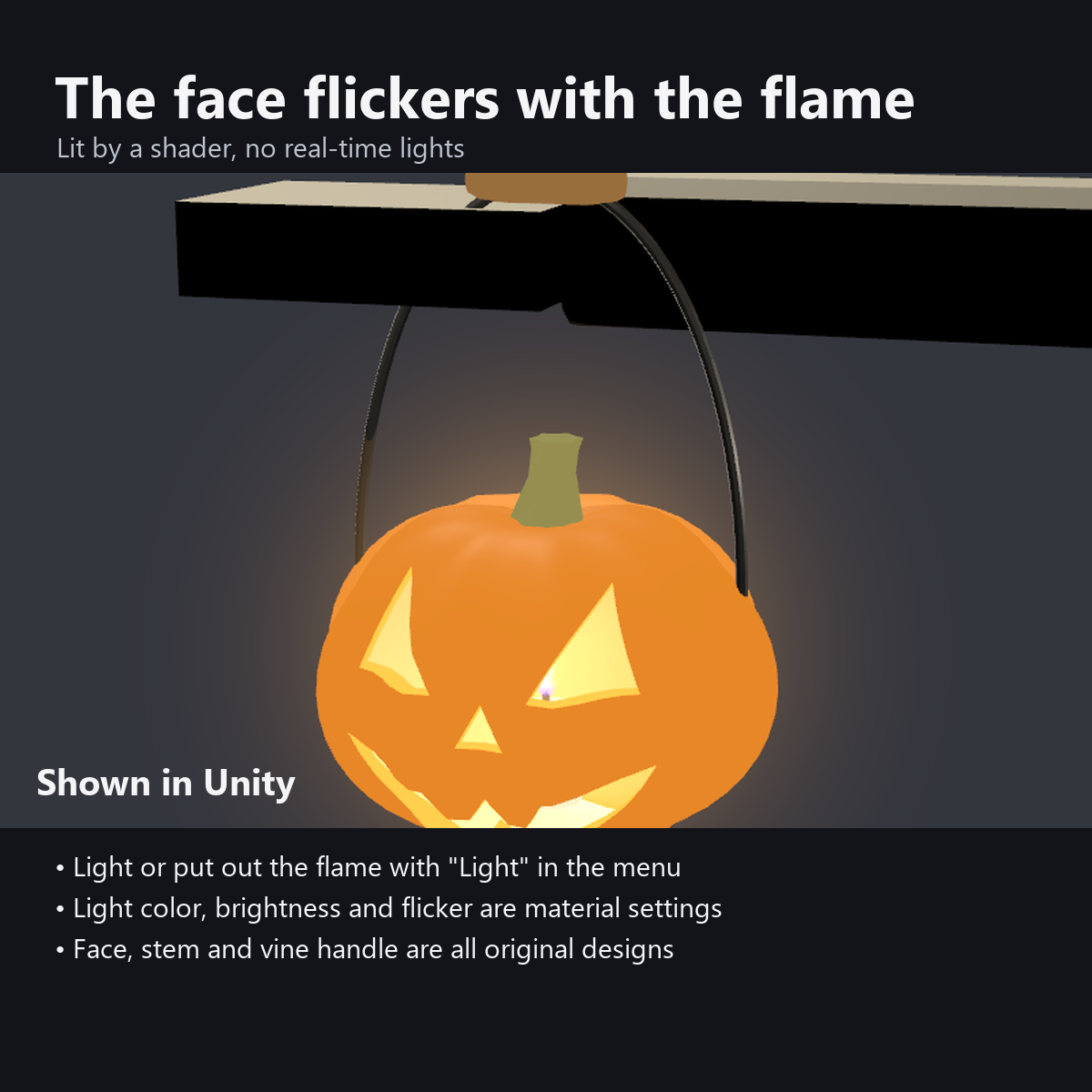 Jack-o'-Lantern with Glowing Face and Flickering Flame | VRChat