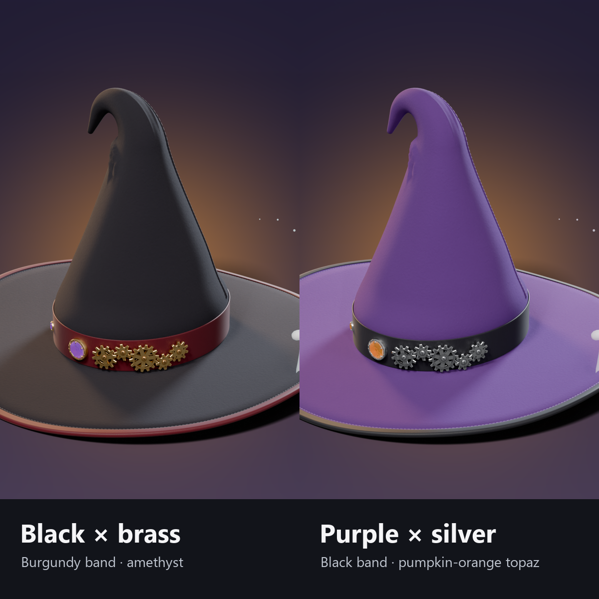 Witch Hat with Turning Gears and Circling Ghosts | VRChat