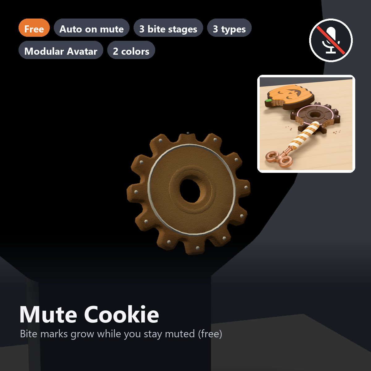 Free Mute Cookie - Hold a Gear Cookie in Your Mouth While Muted | VRChat