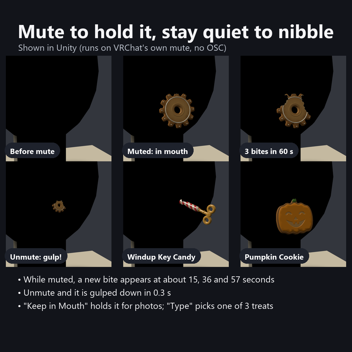 Free Mute Cookie - Hold a Gear Cookie in Your Mouth While Muted | VRChat
