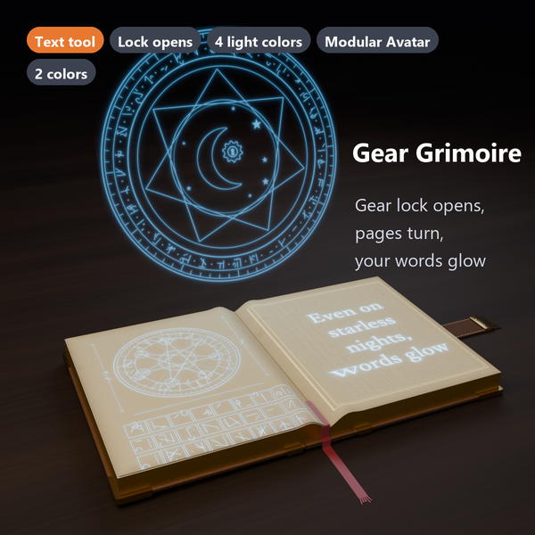 Gear Grimoire - Gear Lock Opens, Pages Turn, Your Words Glow | VRChat