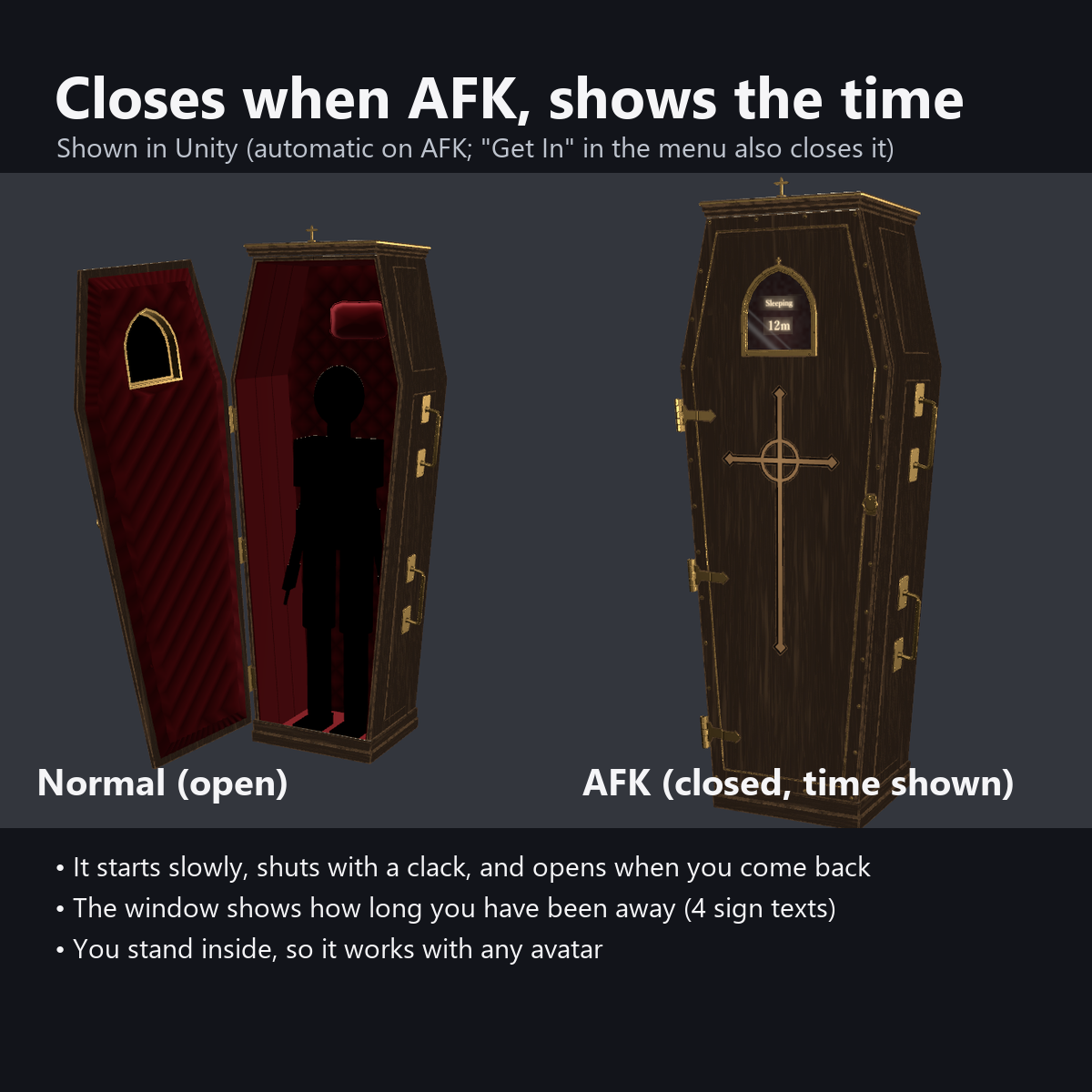 AFK Coffin - Closes Automatically When You Go AFK, Away Timer | VRChat