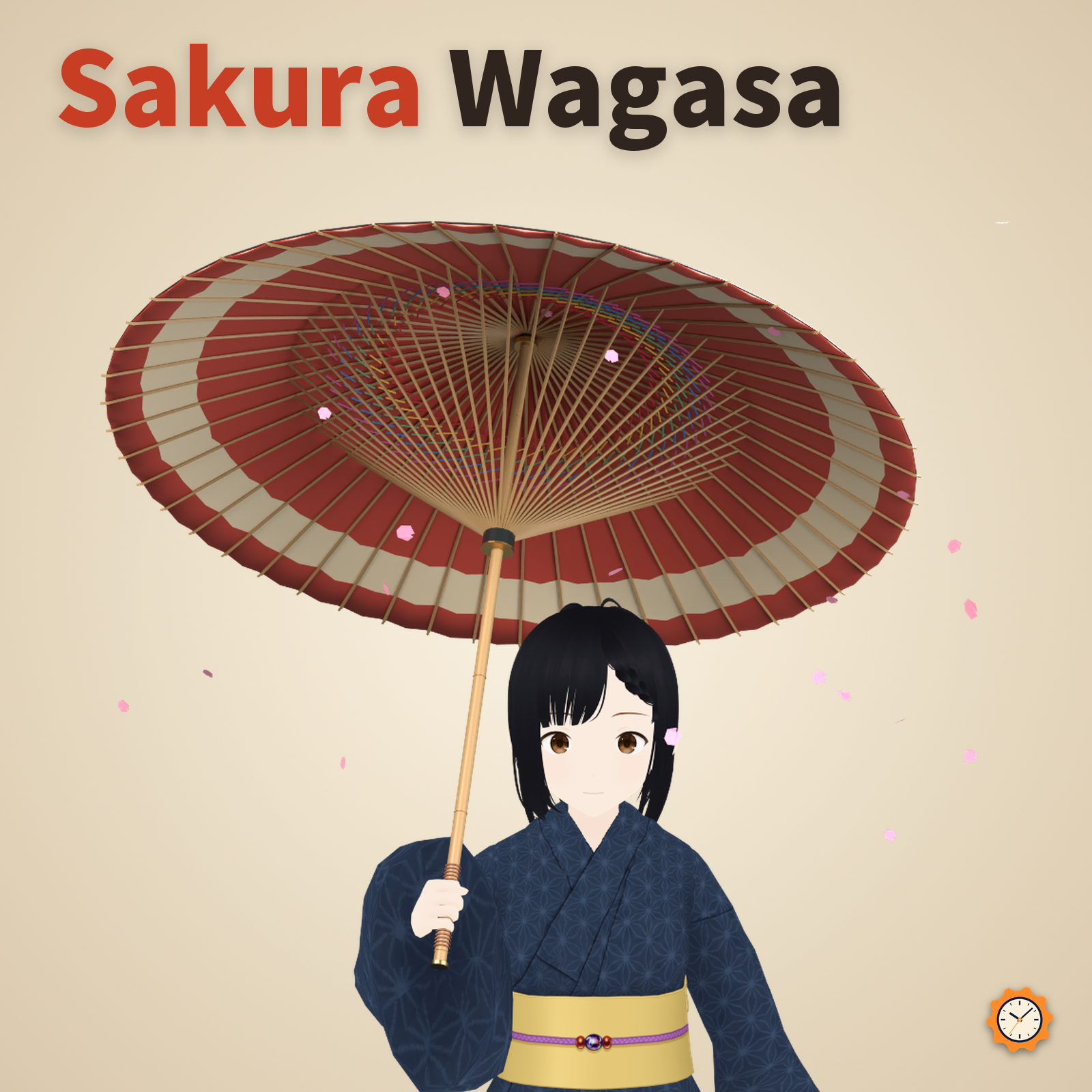 Wagasa Umbrella - Folds Open and Closed, Cherry Petals Fall | VRChat