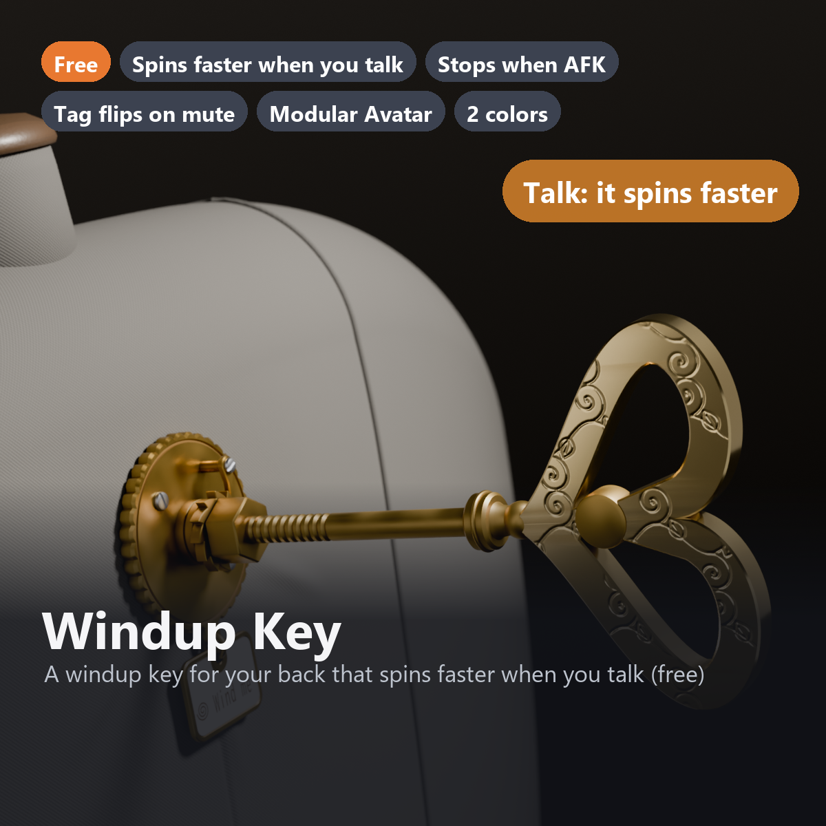 Free Windup Key - Spins Faster When You Talk, Stops When AFK | VRChat