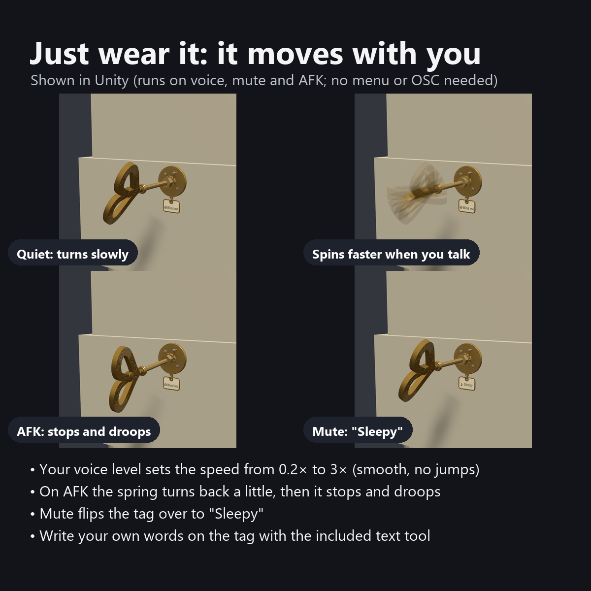 Free Windup Key - Spins Faster When You Talk, Stops When AFK | VRChat