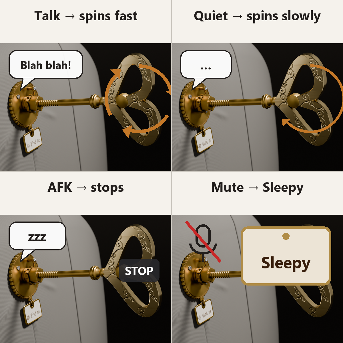 Free Windup Key - Spins Faster When You Talk, Stops When AFK | VRChat