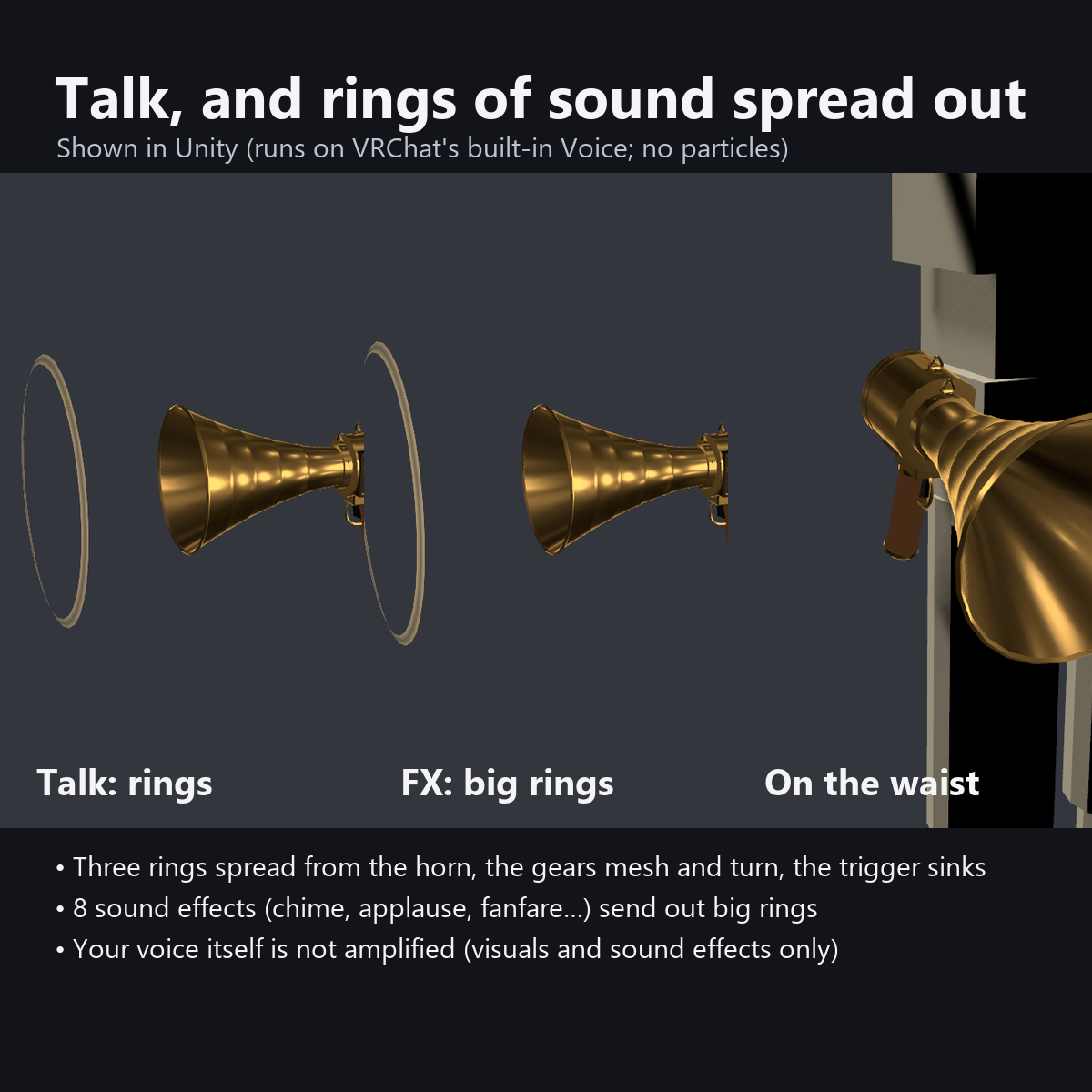 Brass Megaphone - Sound Rings Spread When You Talk, 8 Sound Effects | VRChat