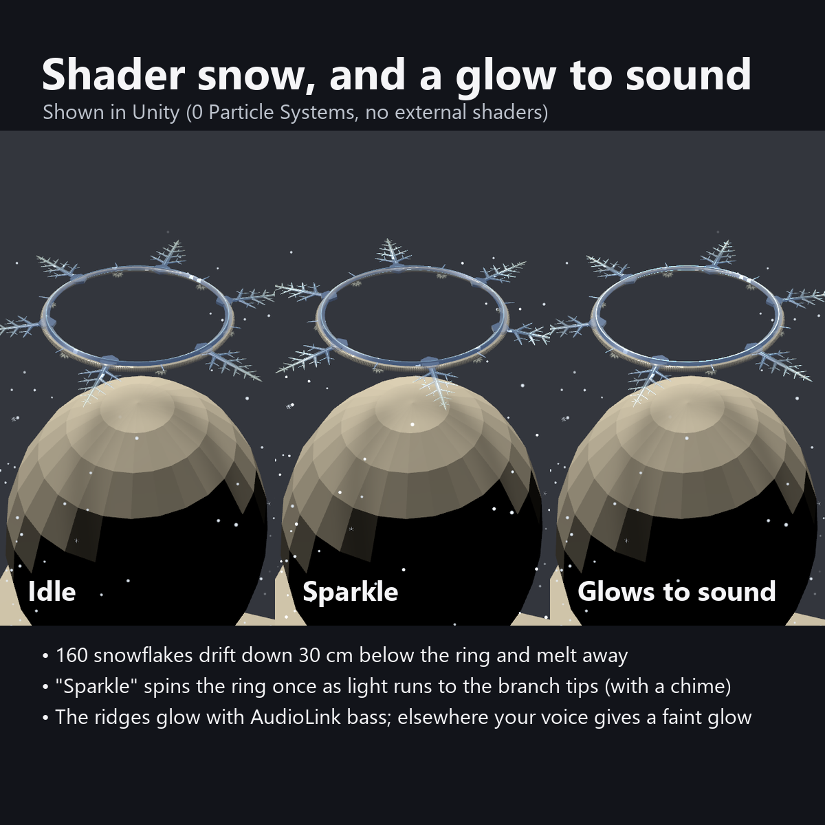 Snowflake Halo - Falling Snow with 0 Particles, Glows to Music | VRChat