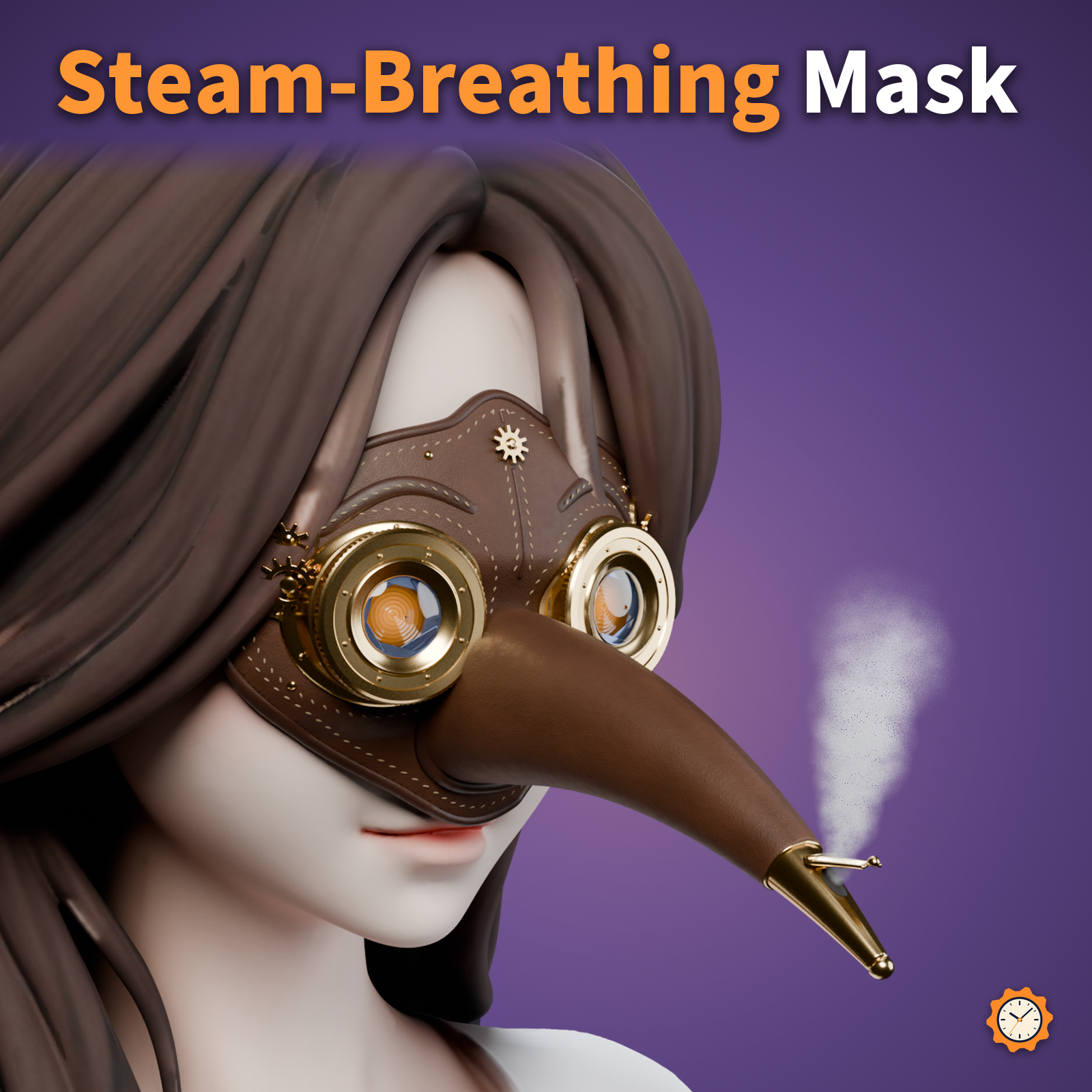 Clockwork Plague Doctor Mask - Steam When You Talk, Blinking Geared Irises | VRChat