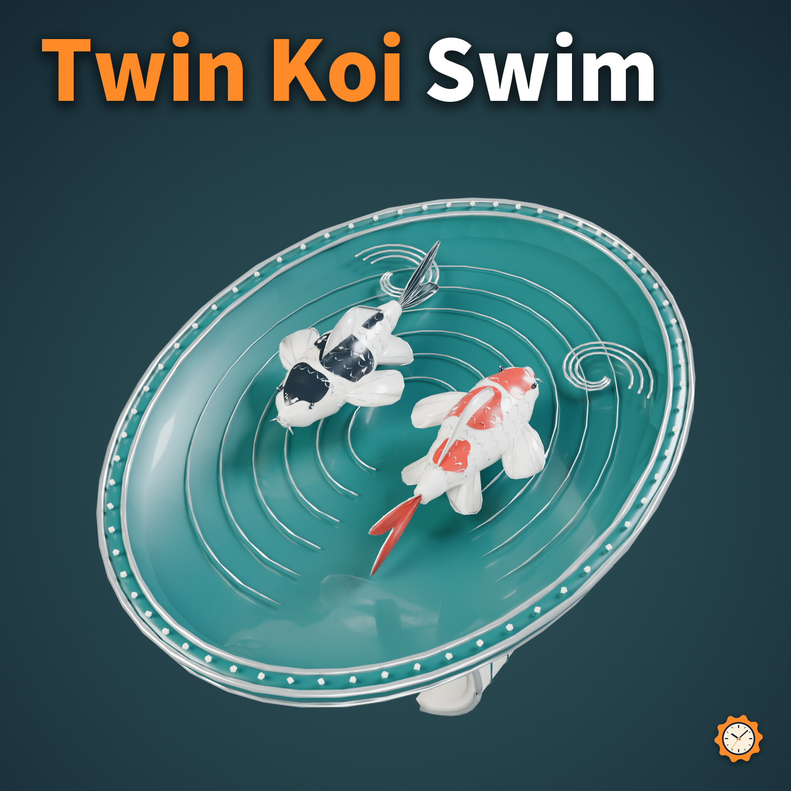 Twin Koi Garden - Two koi circle a wrist garden | VRChat | 18.6k tris