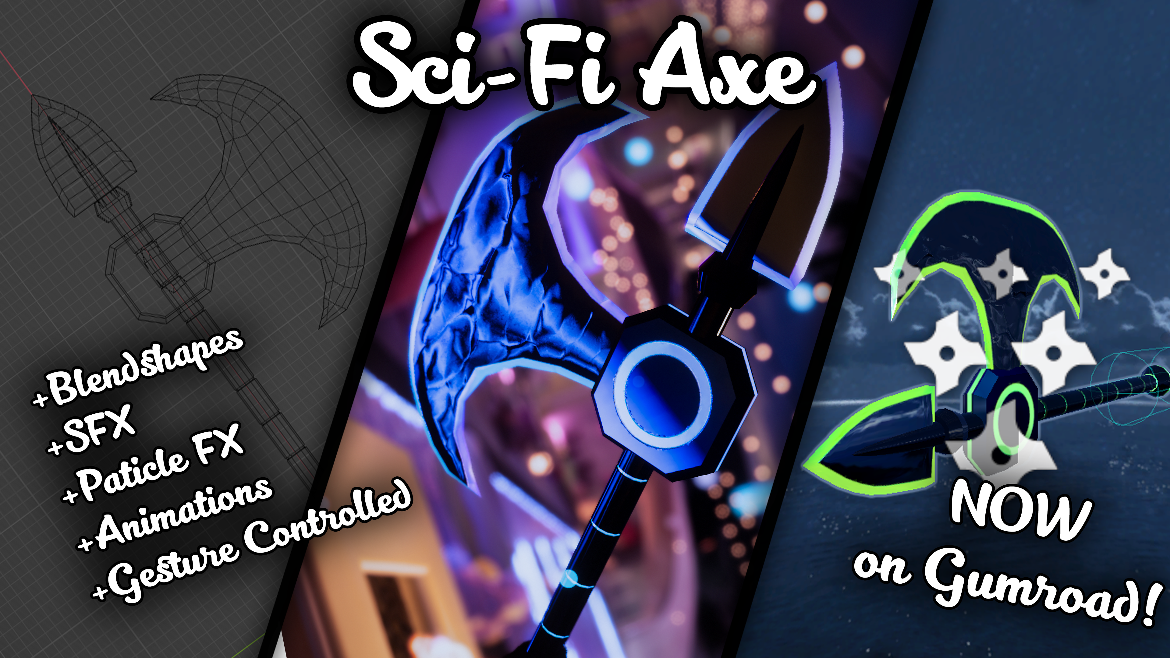 Animated Sci-Fi Axe with Effects