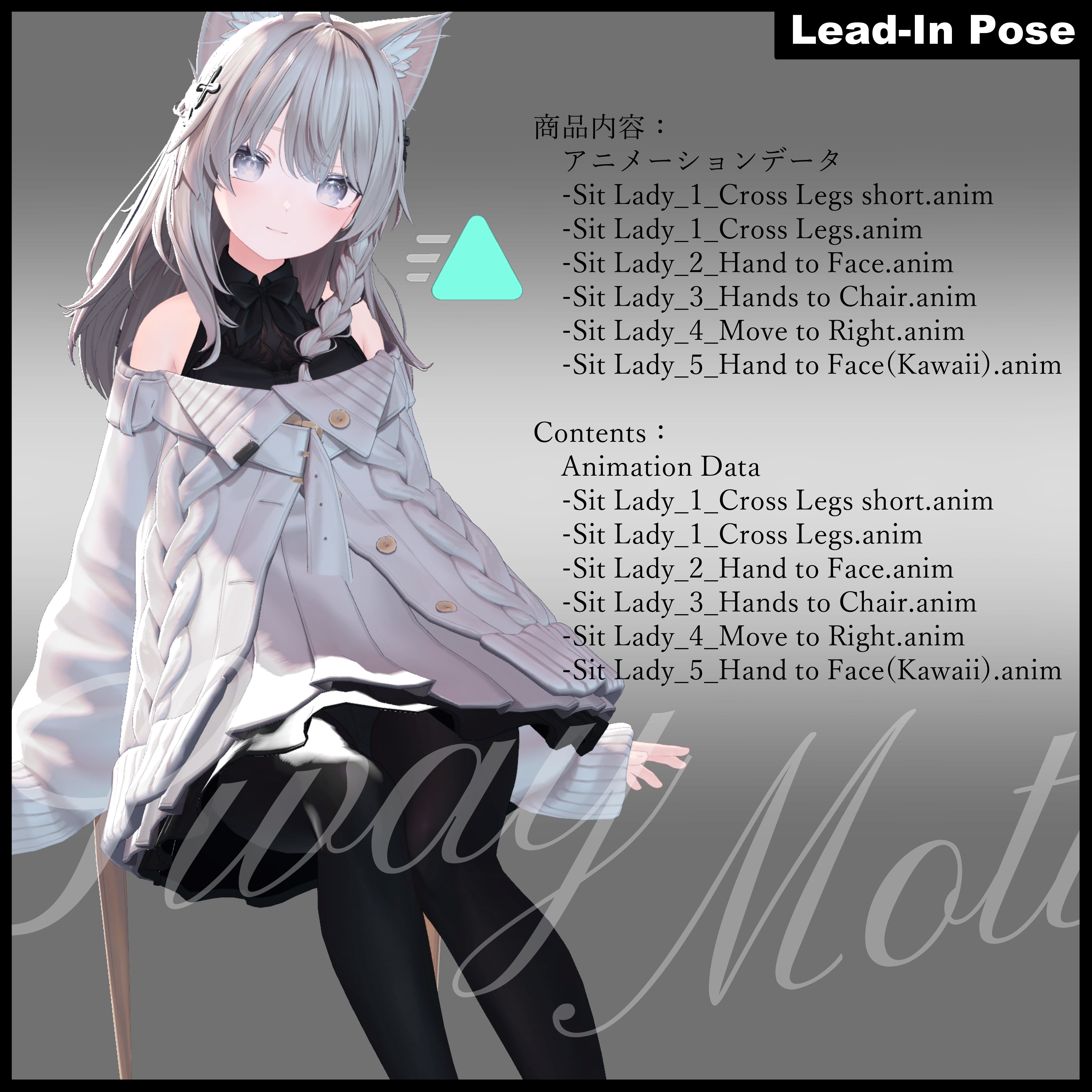 Women's Sitting & Pose Animation Set - Lead-In Pose Series -【Sway Motion】