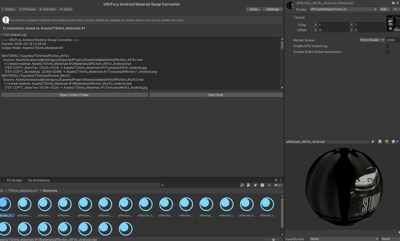 Material Swap Quest Converter - VRC Fury Compatible.