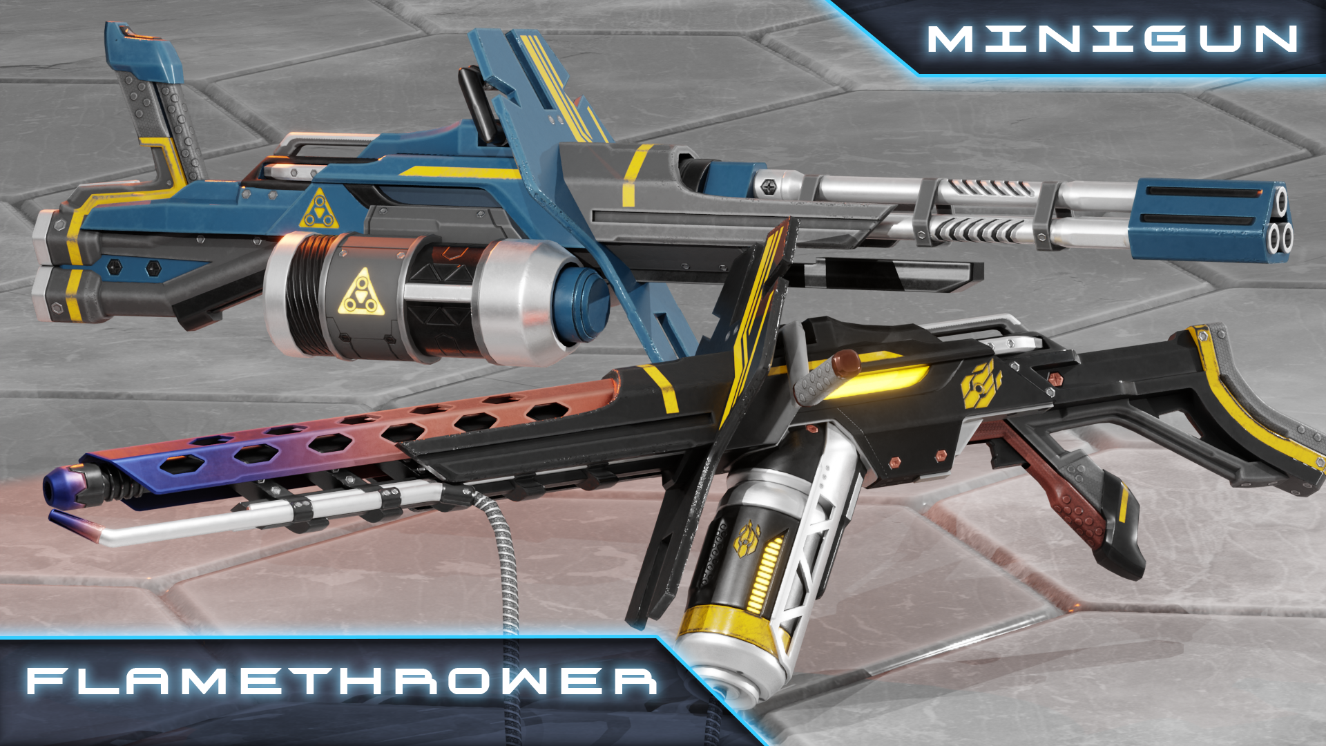 Scifi FlameThrower and MiniGun