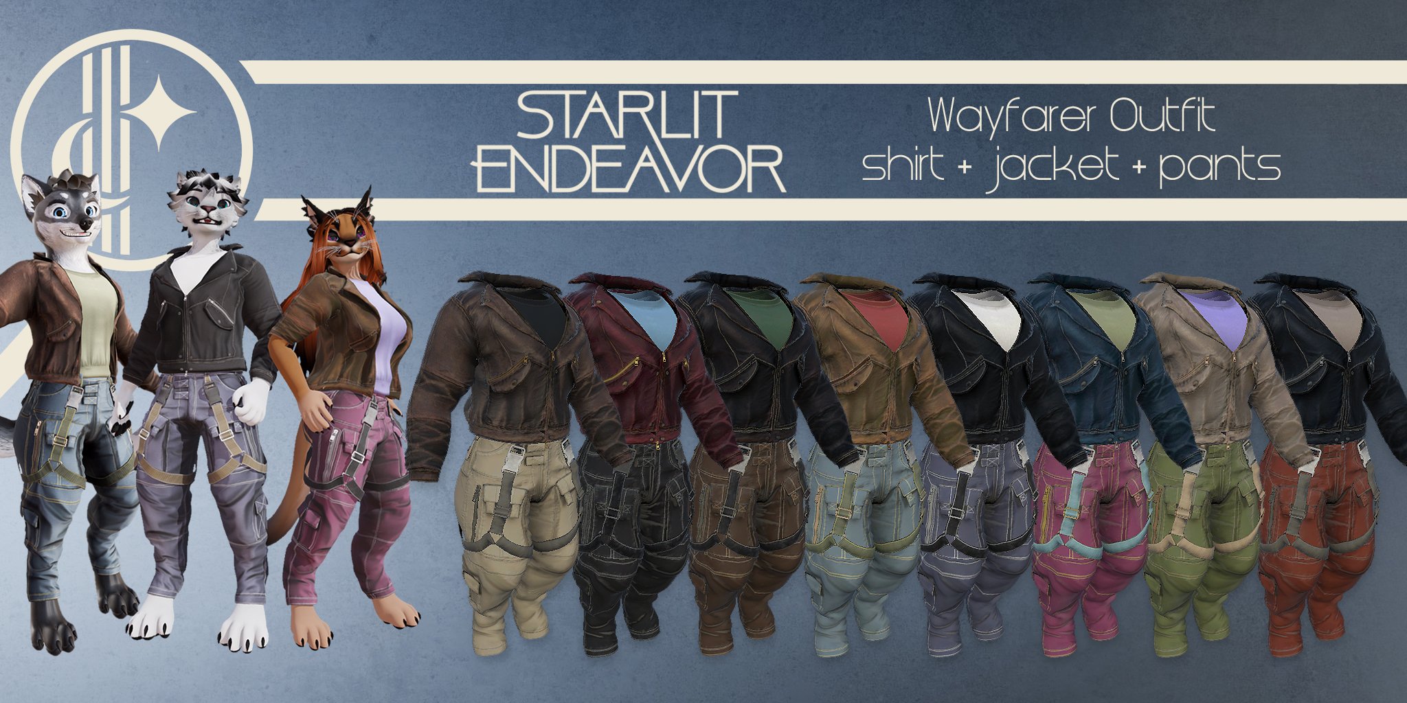 Wayfarer Outfit - Shirt + Jacket + Pants - VRChat Clothing