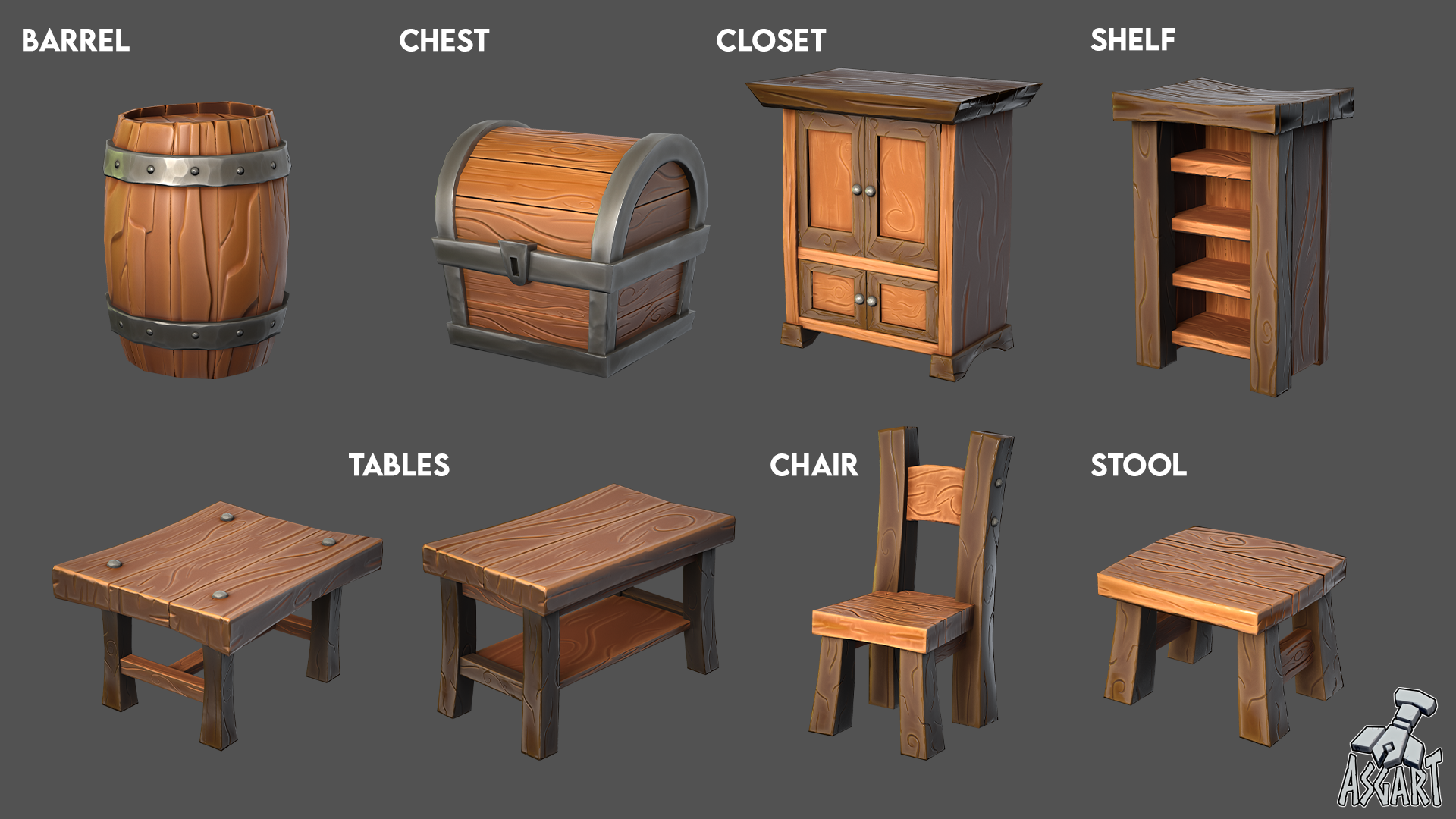 Stylized Wooden Furniture | 3D Asset Pack