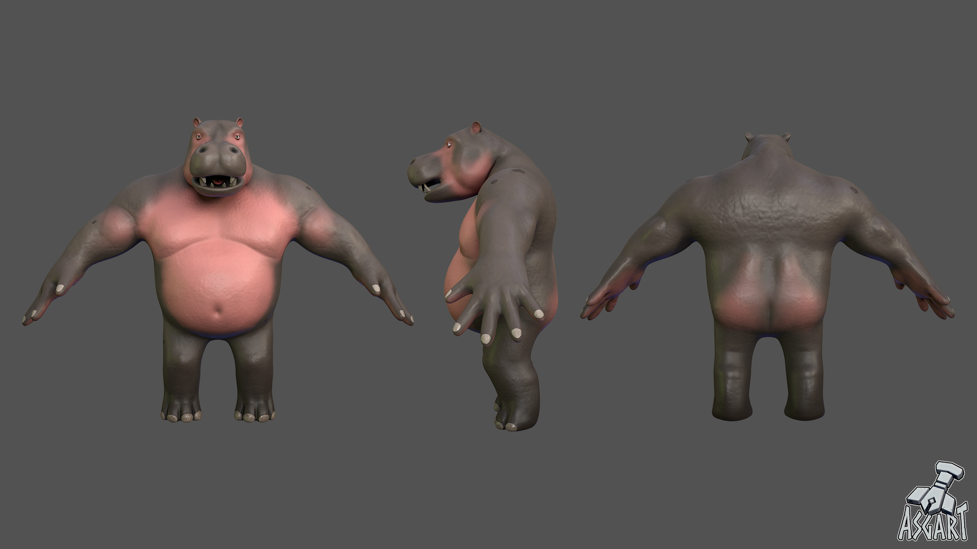 Hippo Man | 3D Character | VRChat-Ready