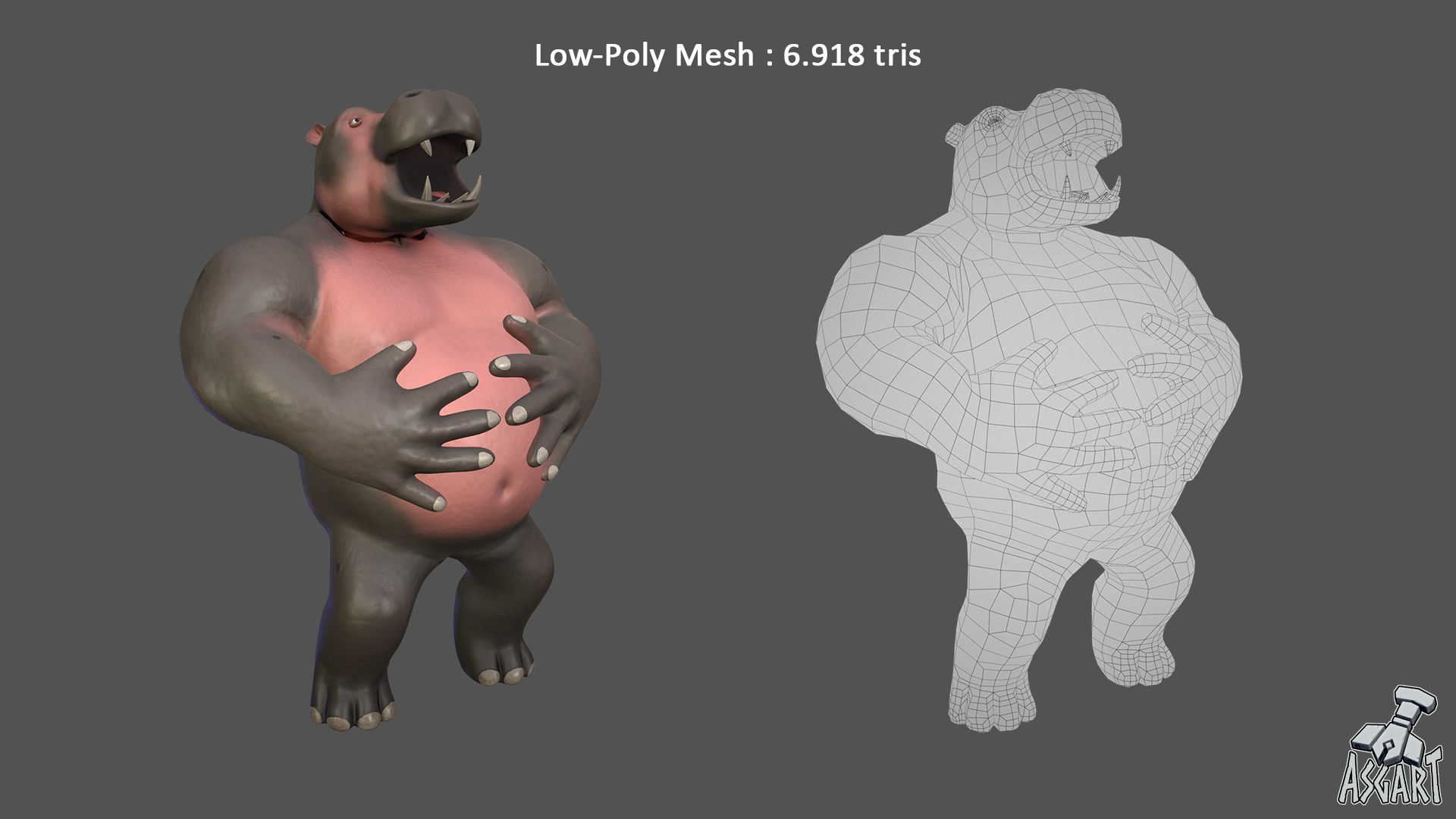 Hippo Man | 3D Character | VRChat-Ready