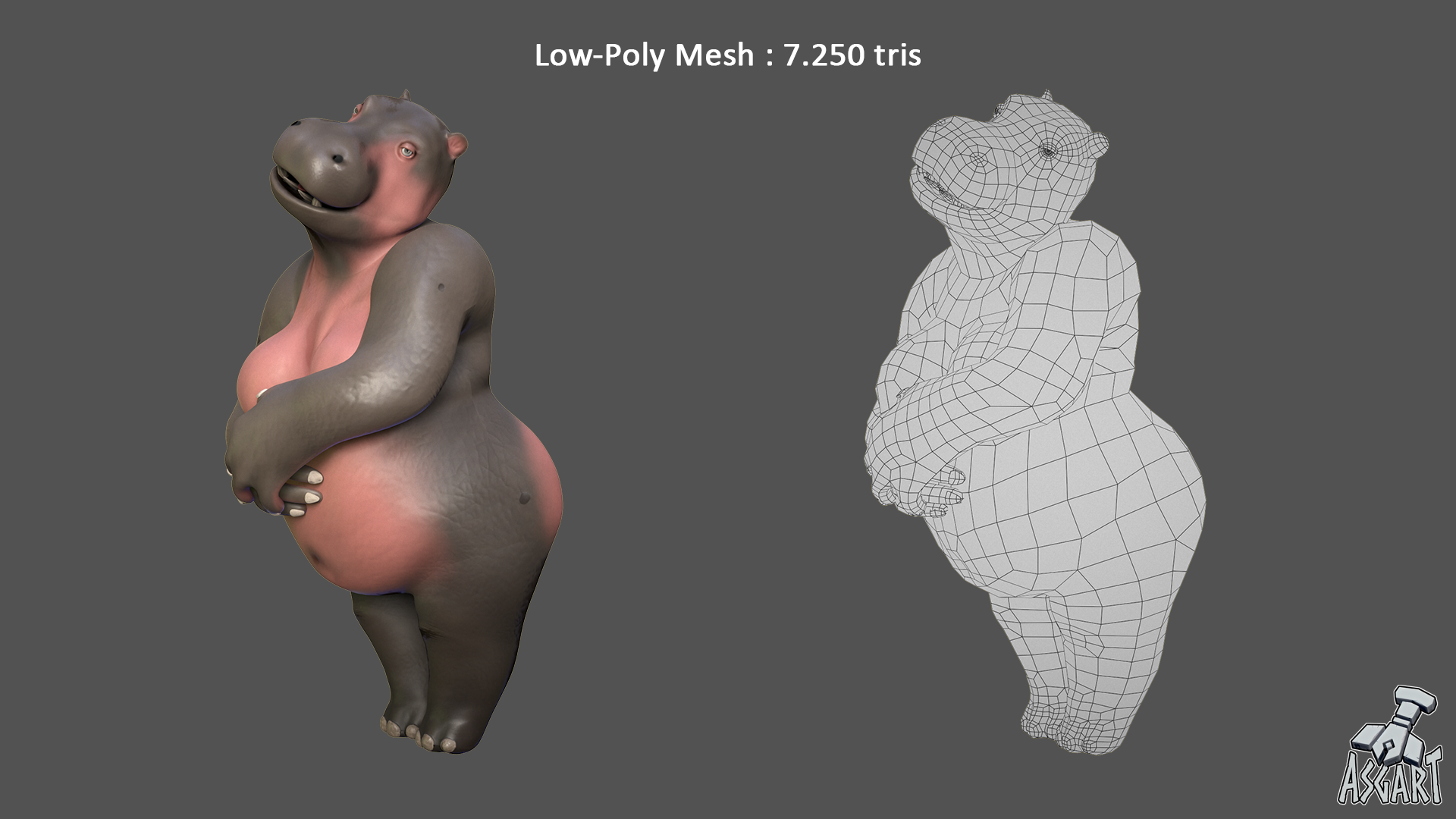 Hippo Woman | 3D Character | VRChat-Ready