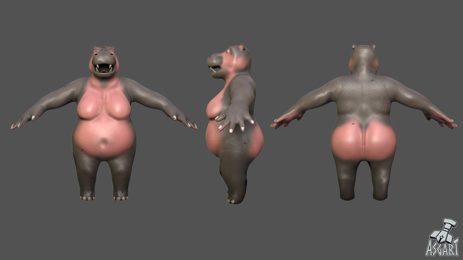 Hippo Woman | 3D Character | VRChat-Ready