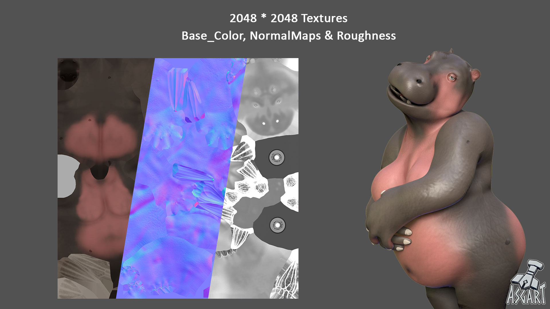 Hippo Woman | 3D Character | VRChat-Ready