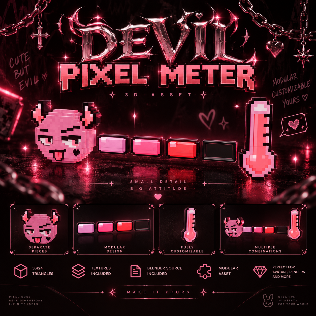 Devil Pixel Meter Pink