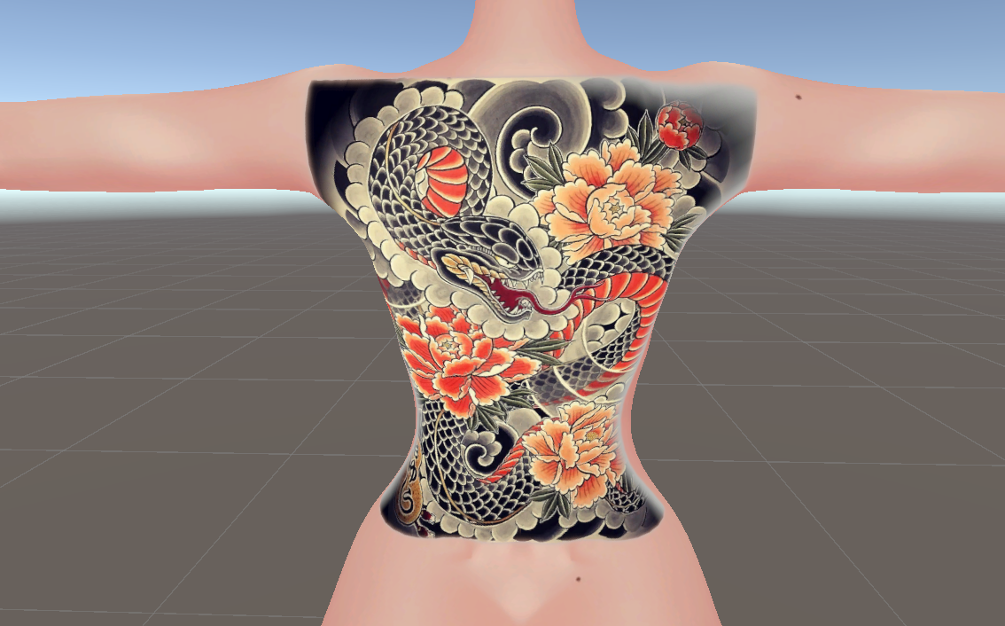 Snake back tattoo for VRBase EGirl