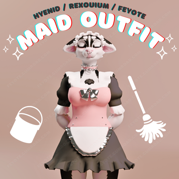 ✨ Maid Outfit V.2 ✨ (Fitted to Hyenid, Rexouium, Feyote) (VRChat Avatar Accessory)
