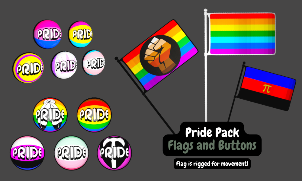 ๐ณ๏ธโ๐ Pride Flag & Button Pack (VRChat Avatar Accessory)