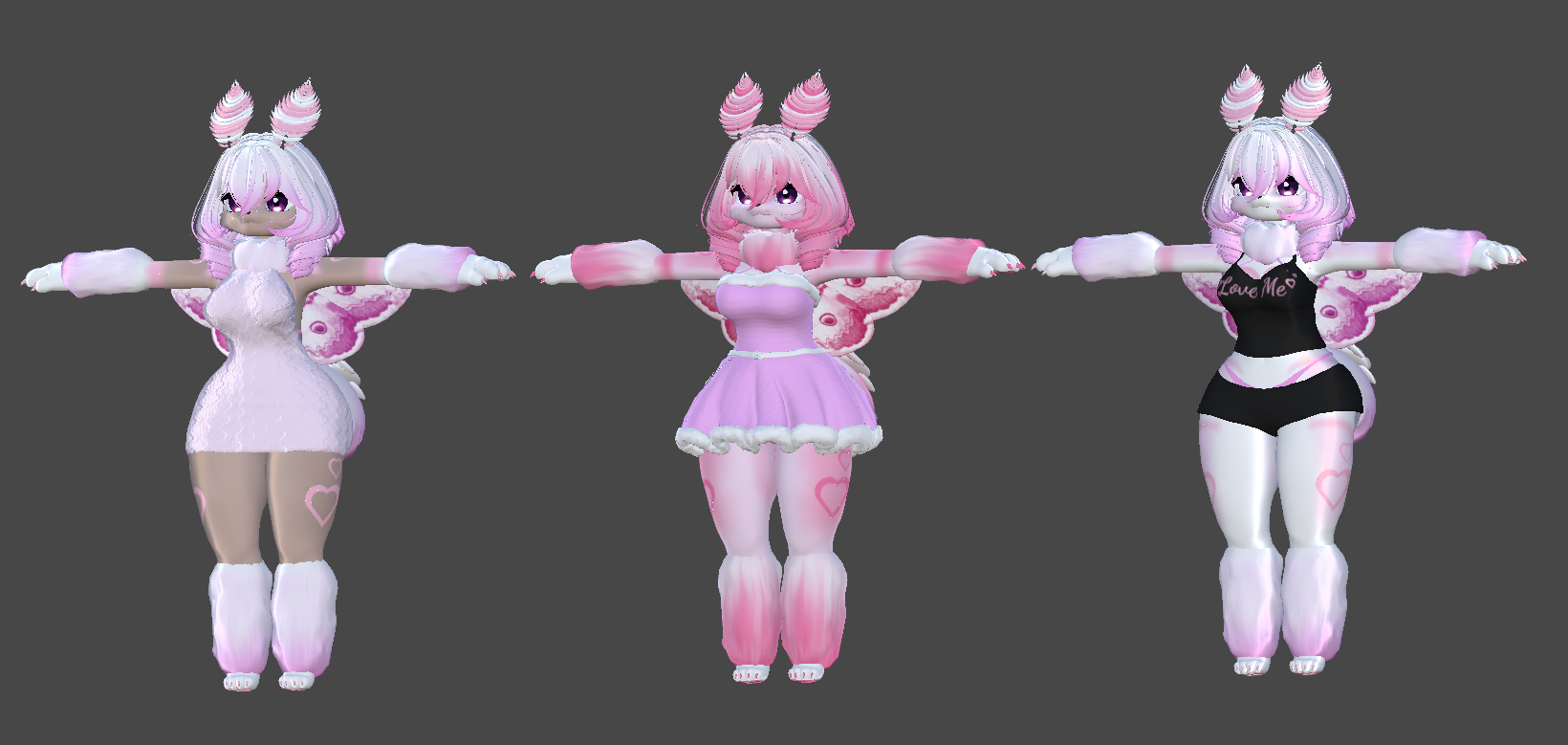 (FACETRACKING) (QUEST) Lulu the LoveMoth VRChat Deira Furry Avatar