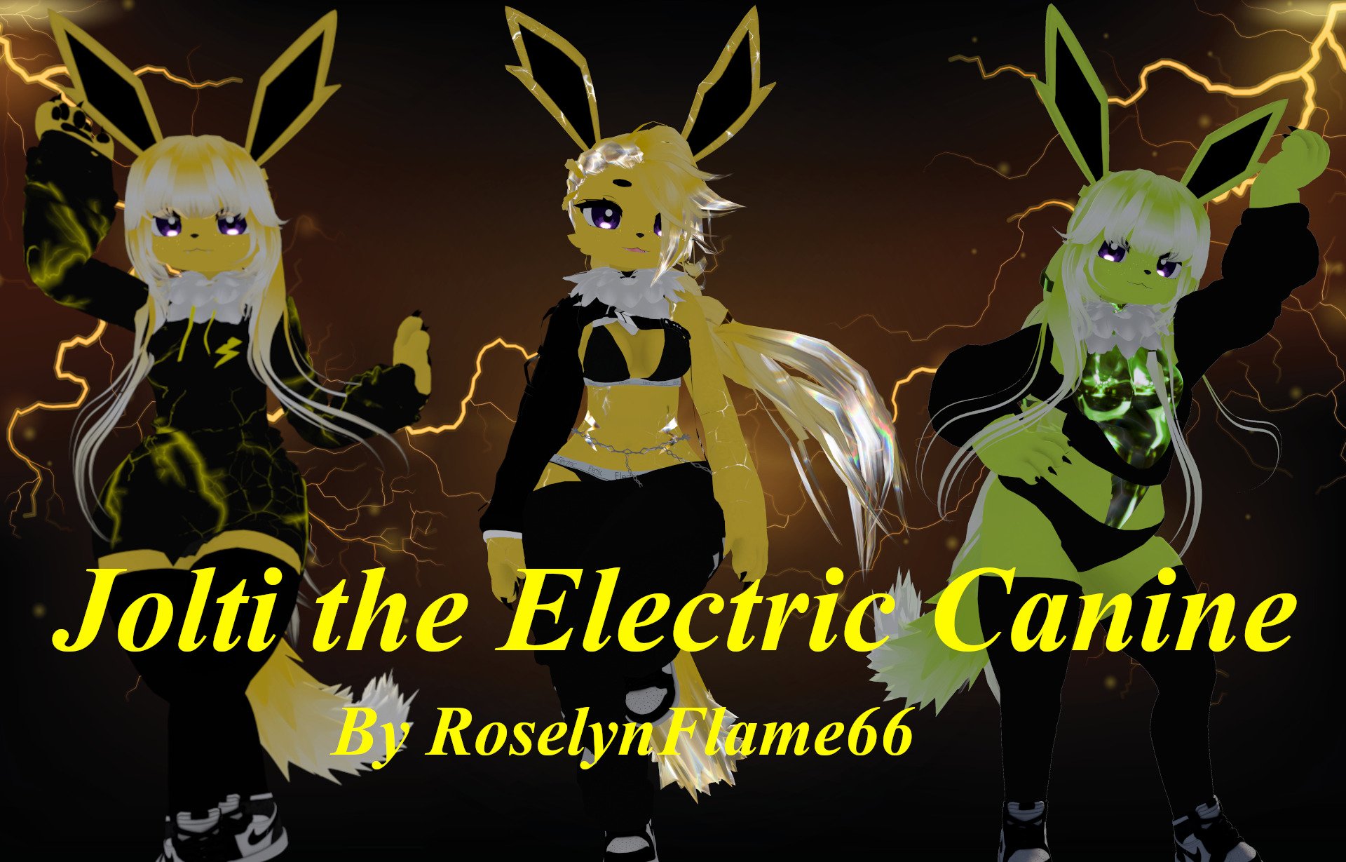 (Facetracking) Jolti the Electric Canine Deira VRChat Furry Avatar (Quest Compatible) 