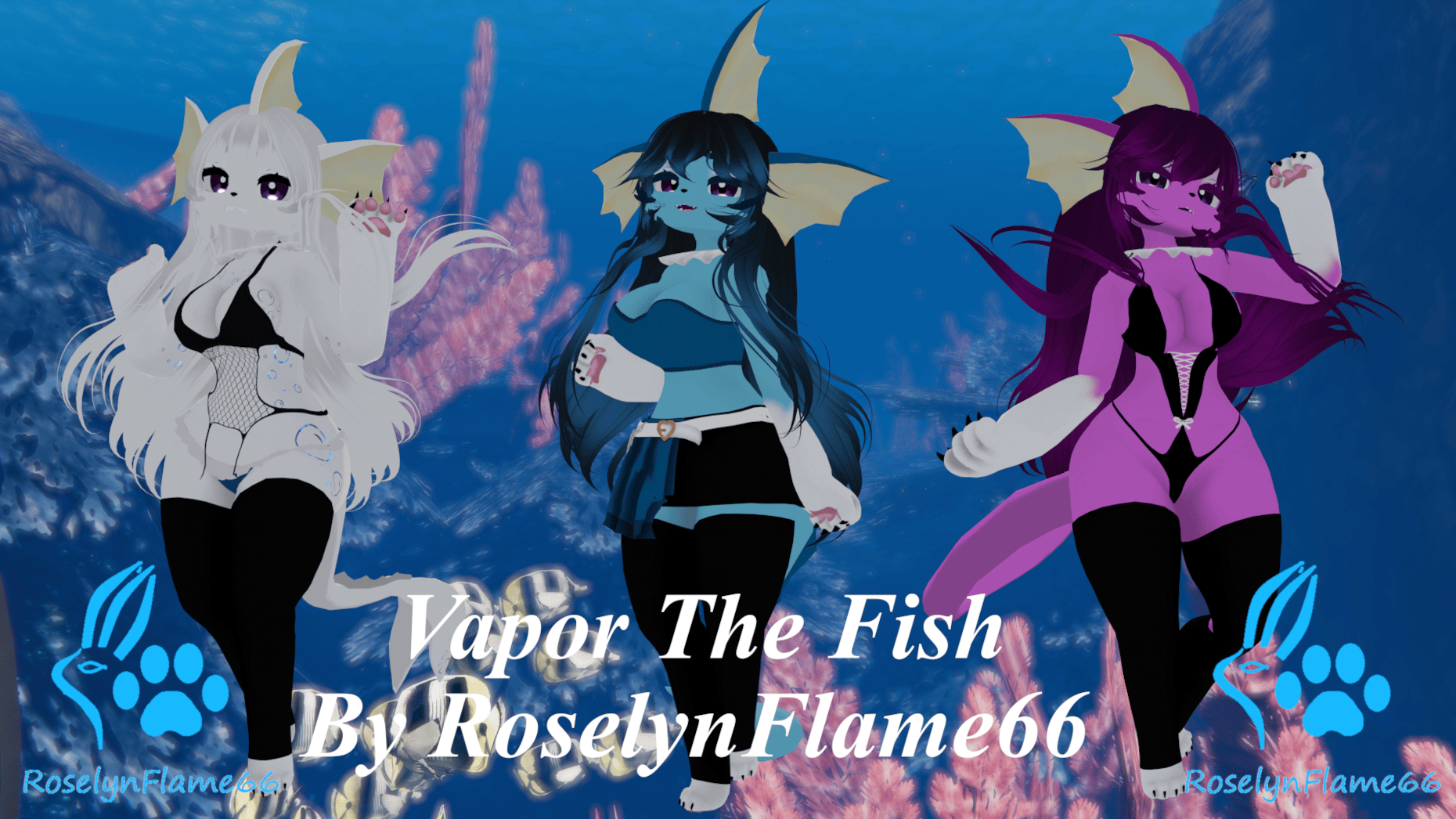 (Facetracking) Vapor the Fish Deira VRChat Furry Avatar (Quest Compatible)