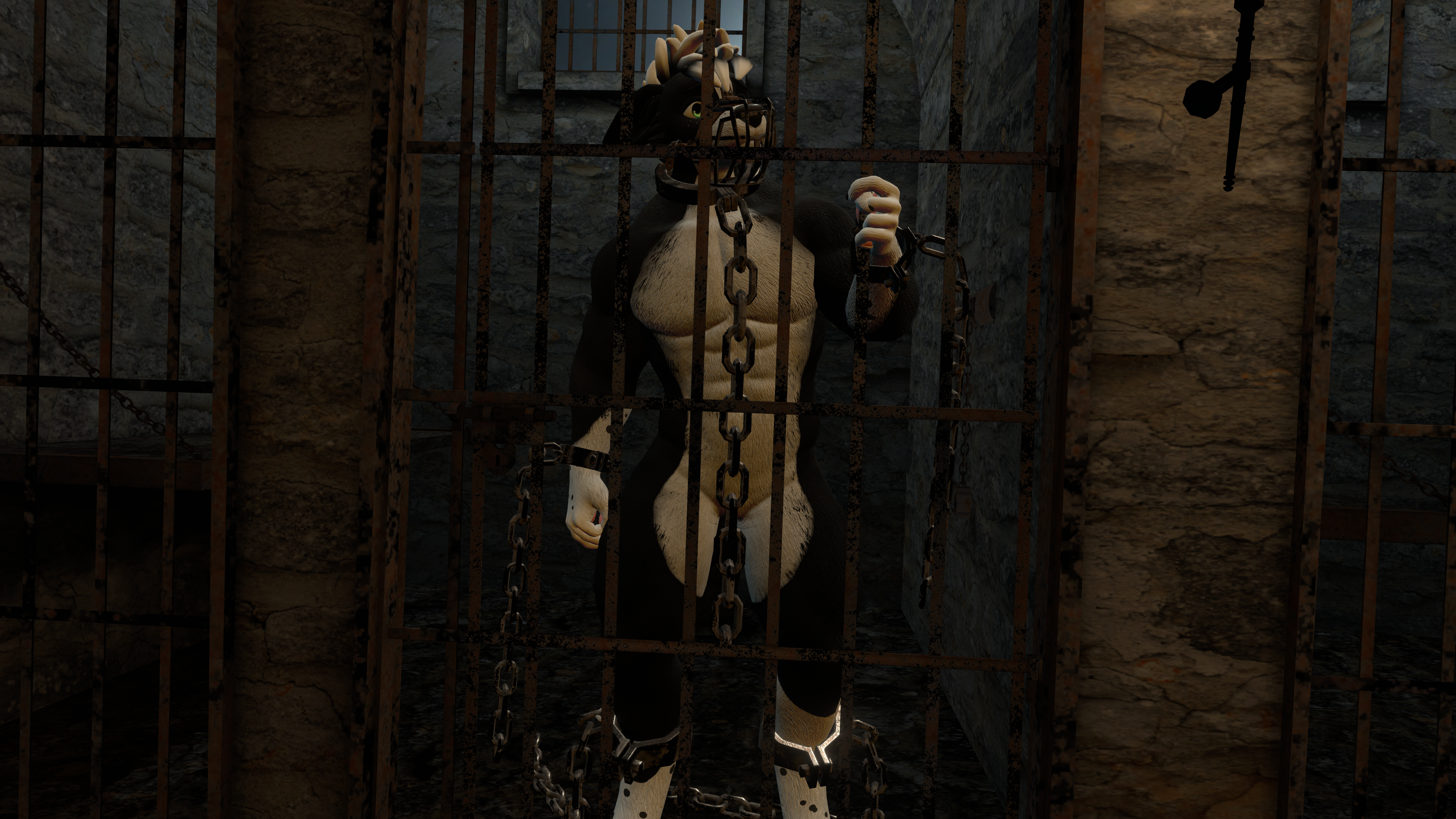 Male Winterpaw Canine - Beast Shackles and Muzzle